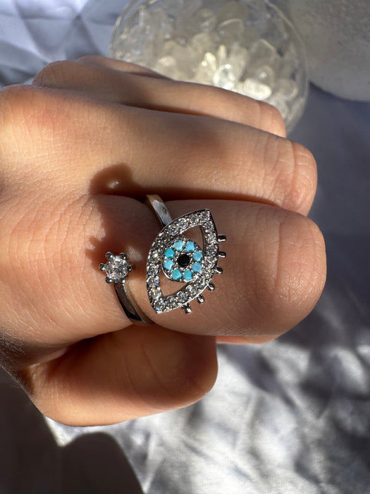 Silver Evil Eye Fidget Ring