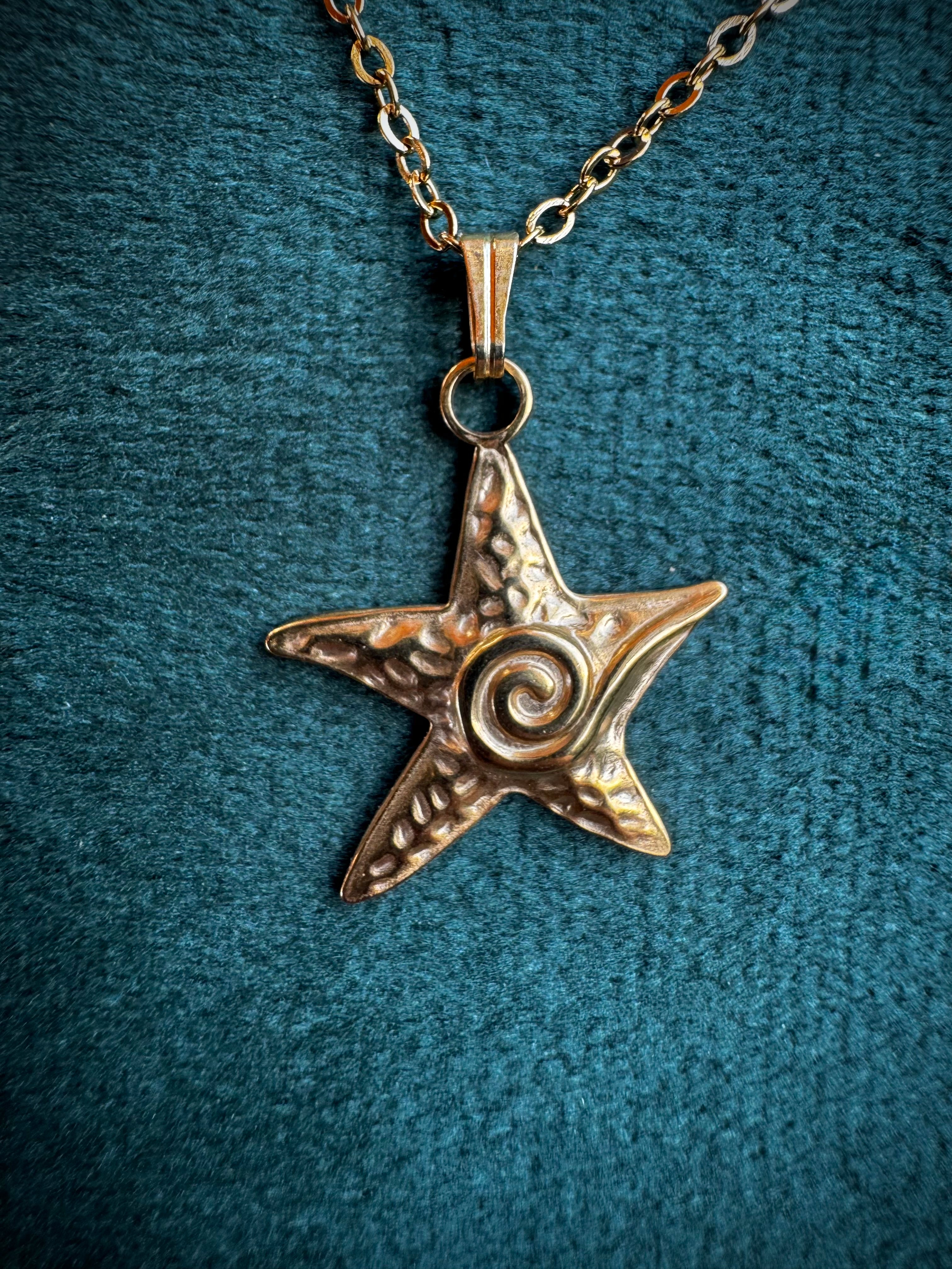 Gold or Silver Starfish with Wave