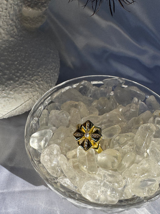 Gold pearl 4 Leaf Clover Fidget Ring