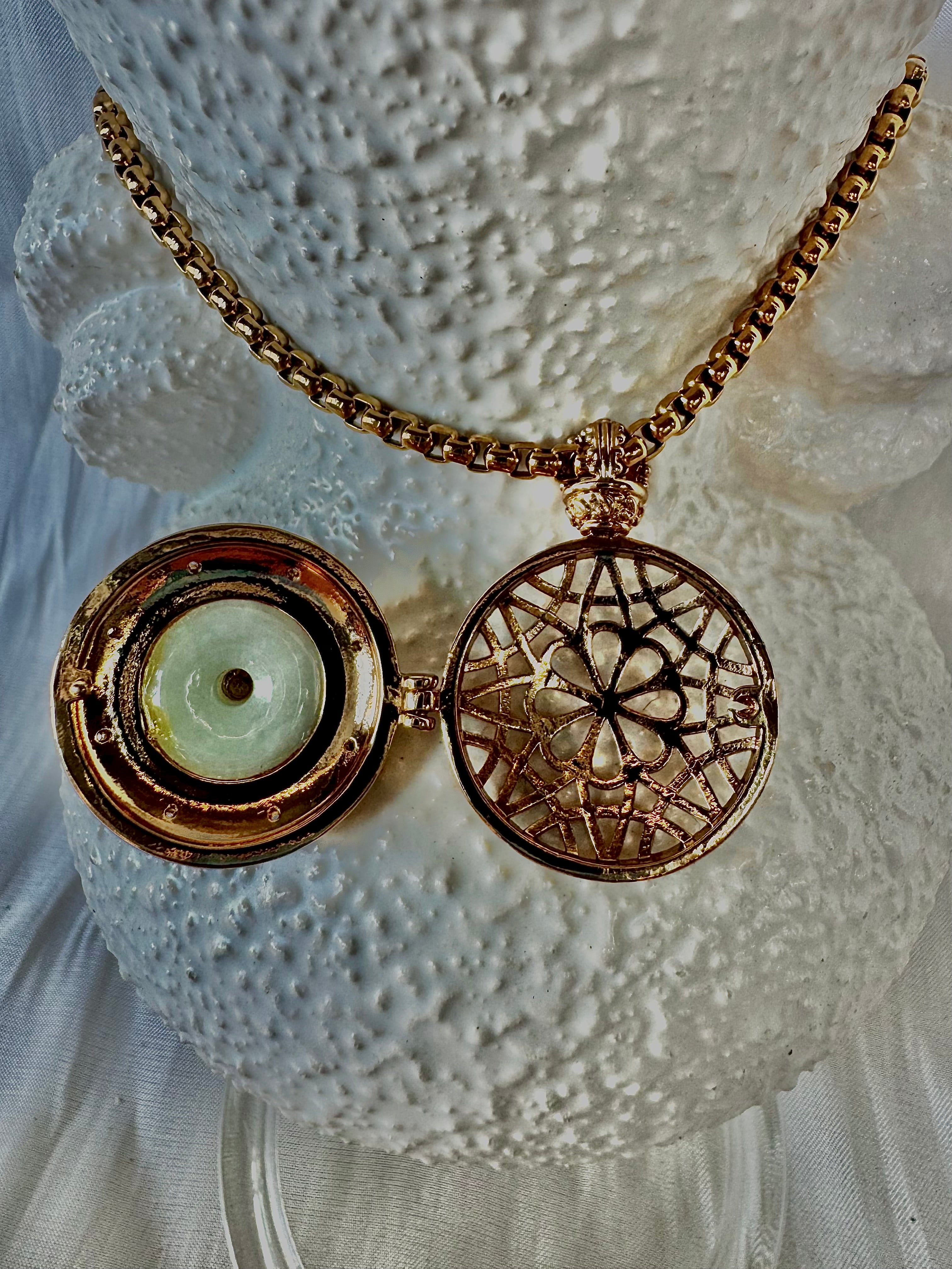 Gold Jade Locket Necklace