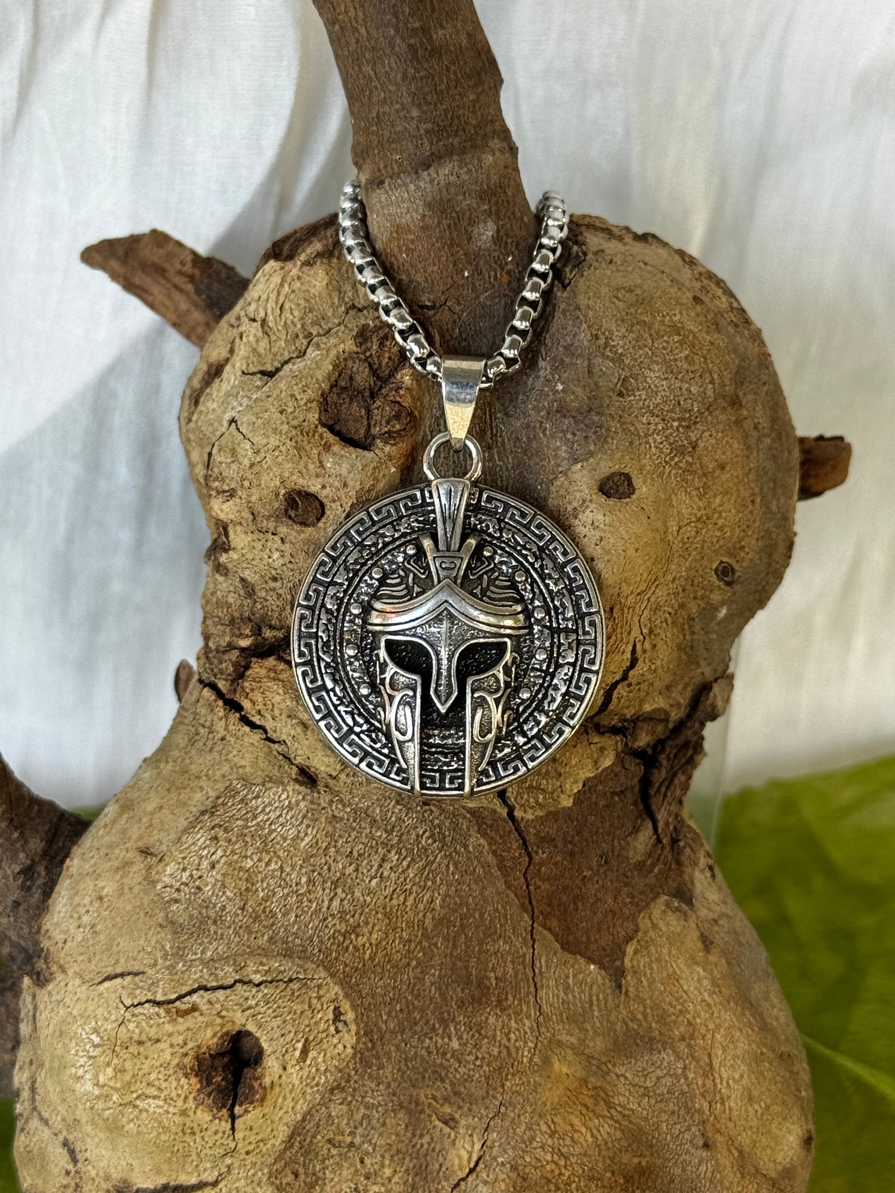 Silver Gladiator Helmet Stainless Steel Pendant