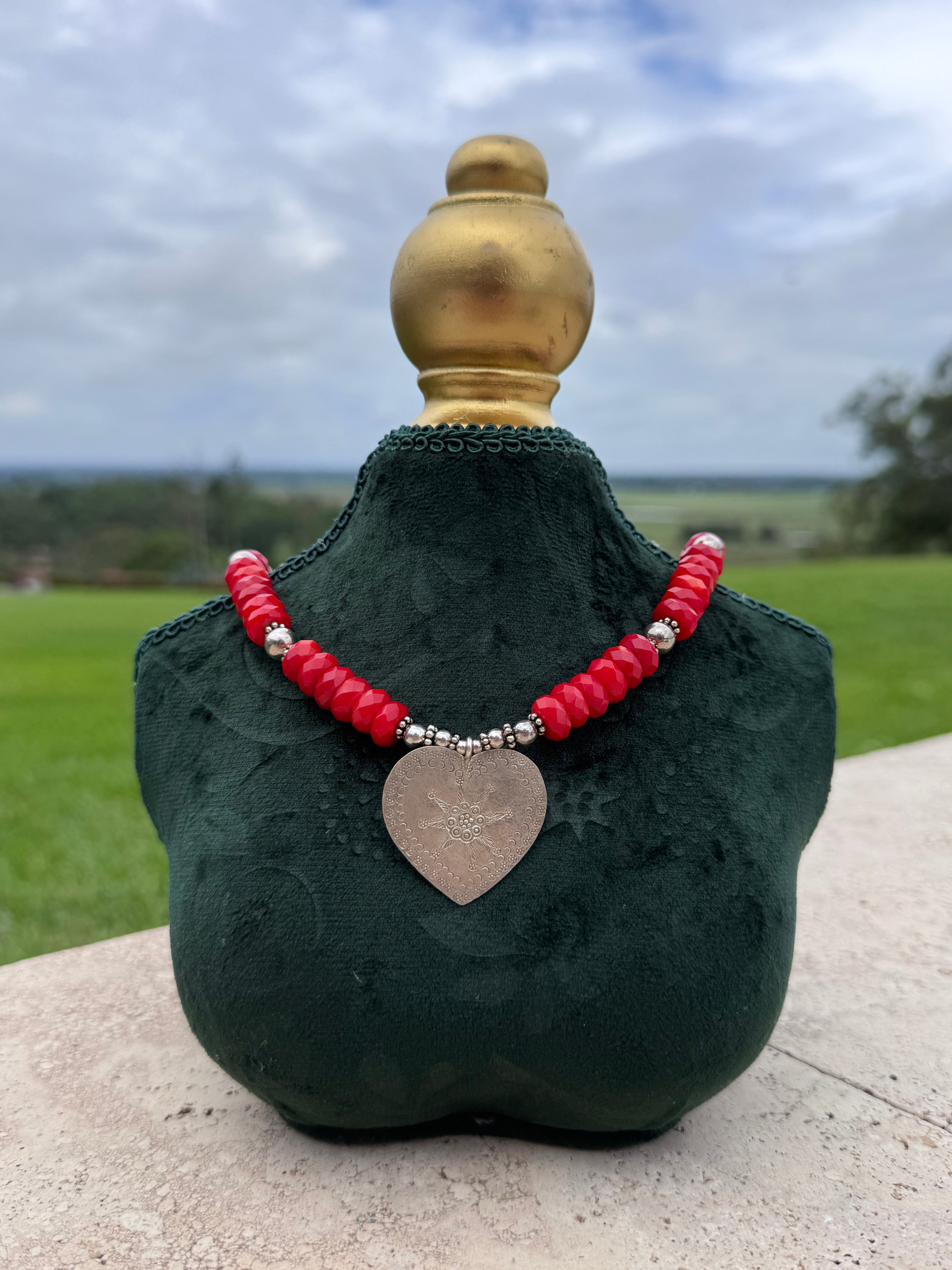 Red Coral Heart Necklace