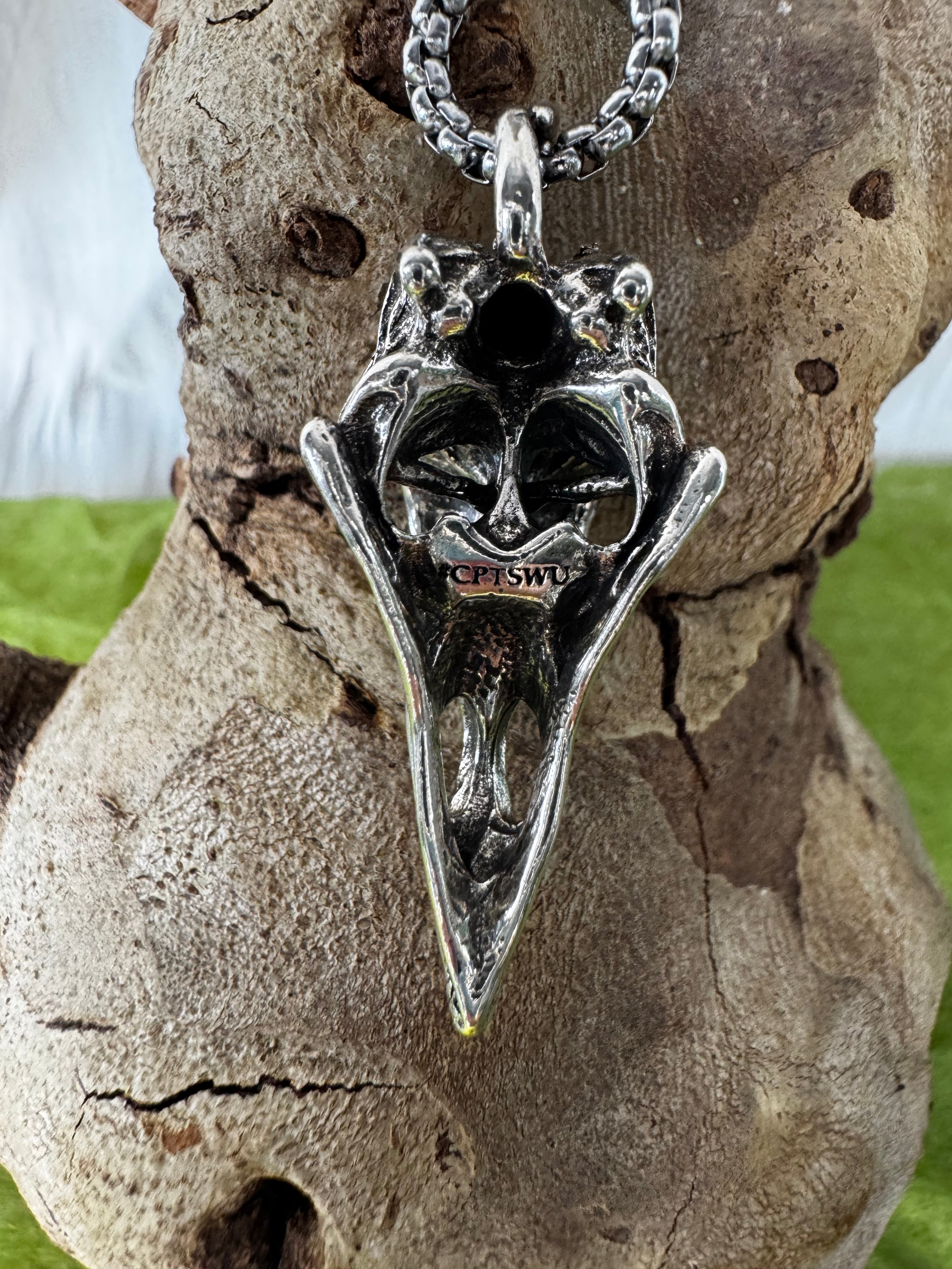 Silver Raven Skull Stainless Steel Pendant