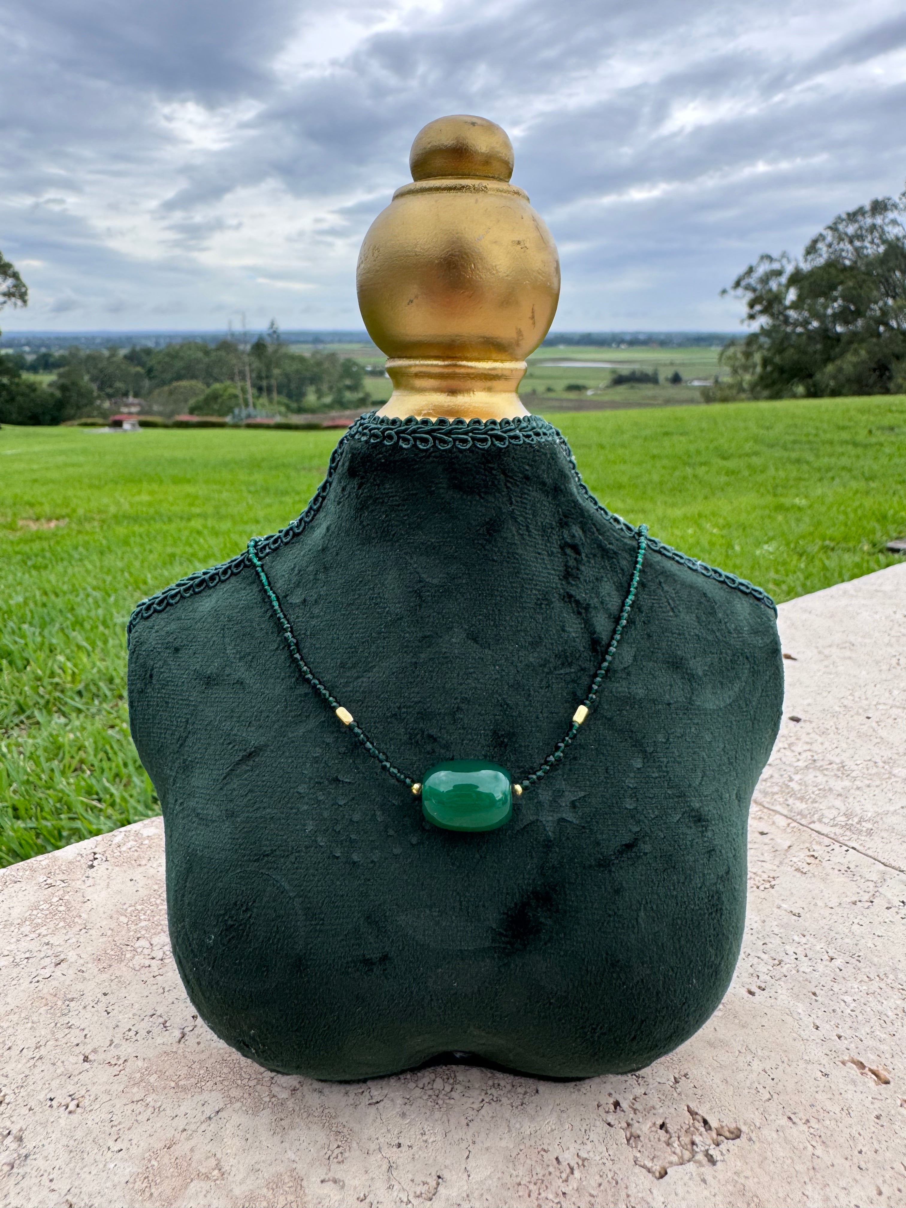 Green Goldstone and Aventurine Necklace