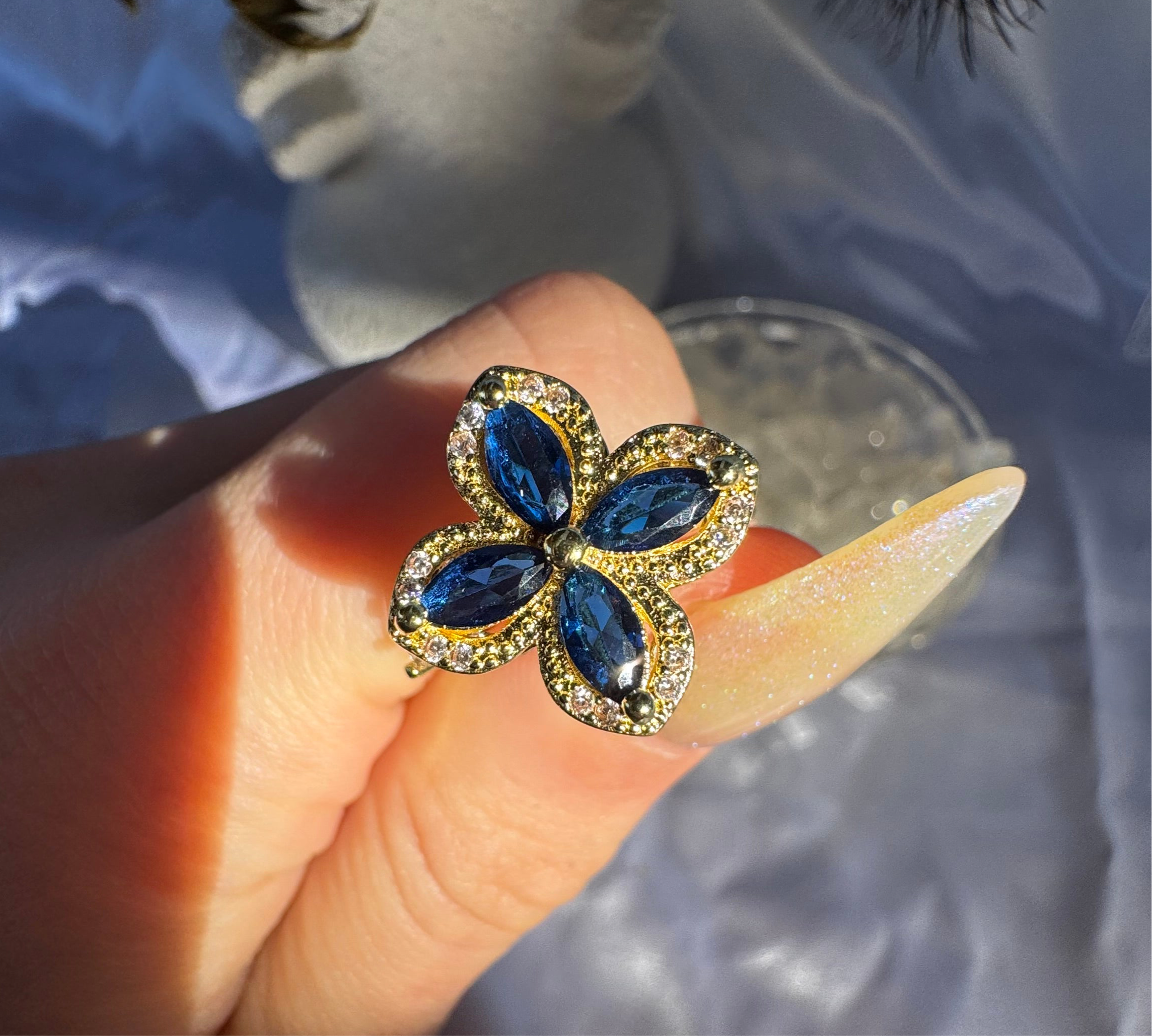Blue Chevron Silver Fidget Ring