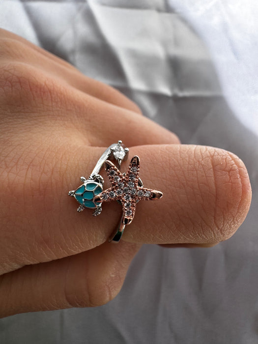 Sea turtles & Star Fidget ring
