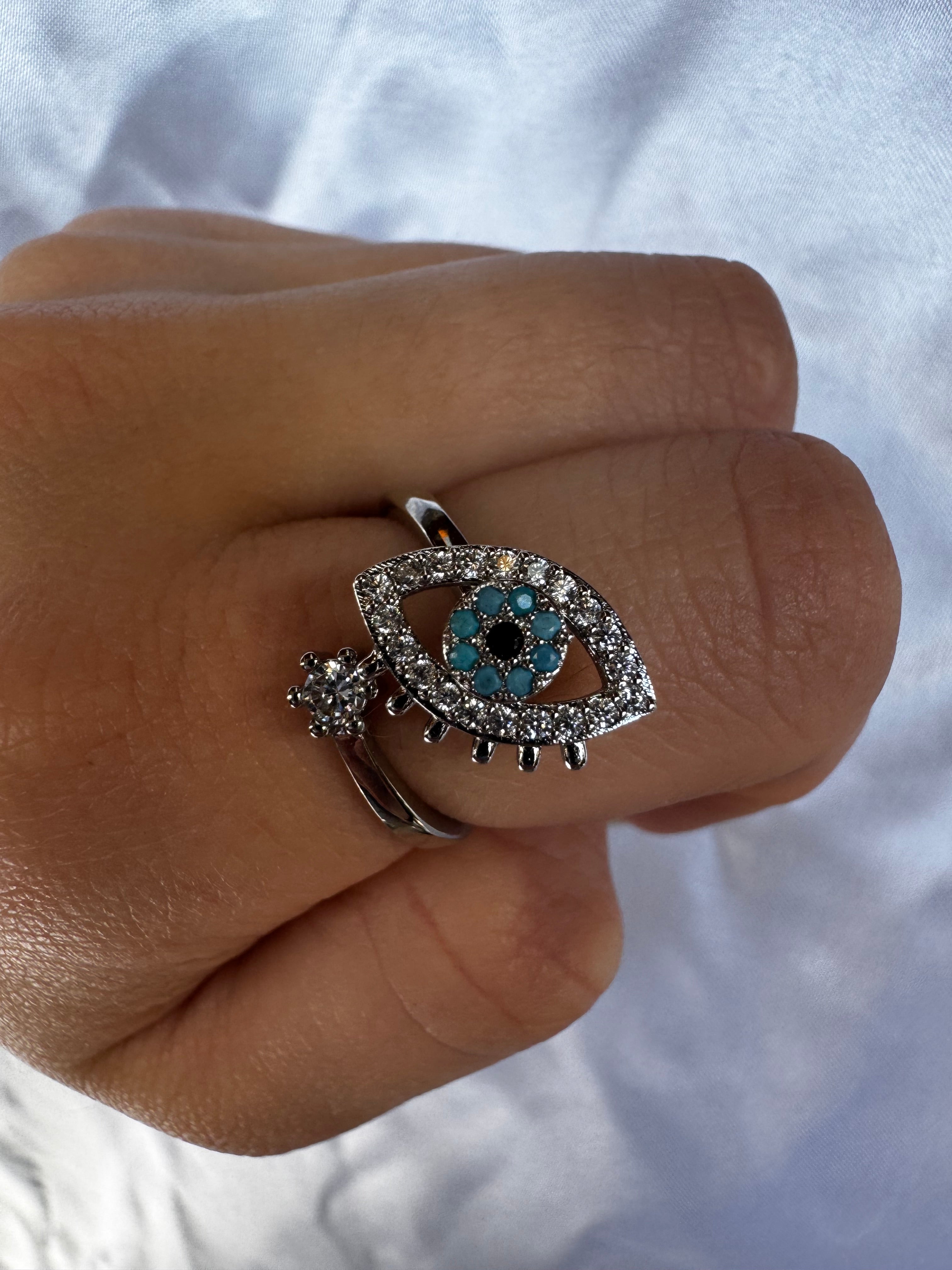 Silver Evil Eye Fidget Ring