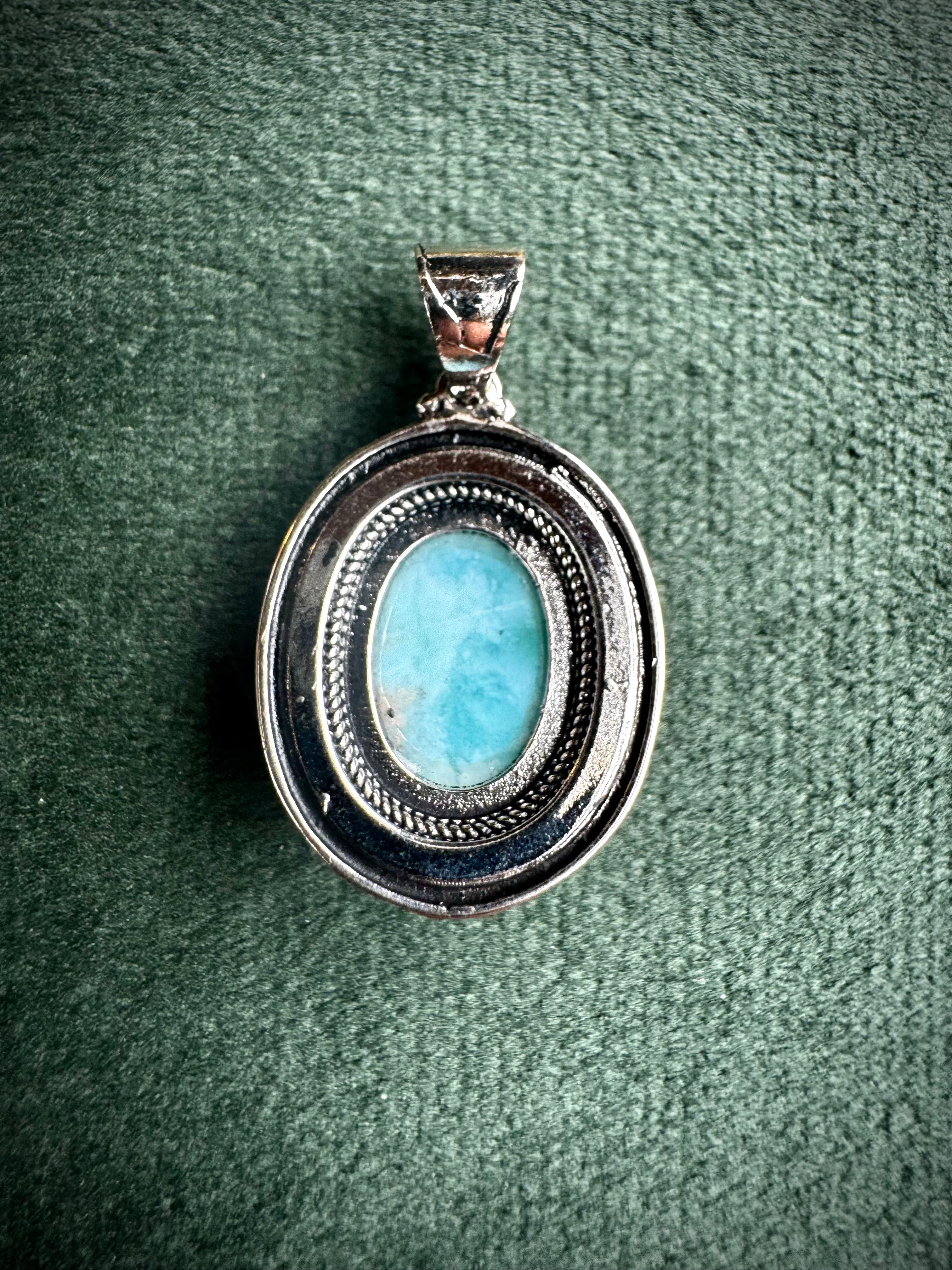 Vintage Larimar Oval Pendant