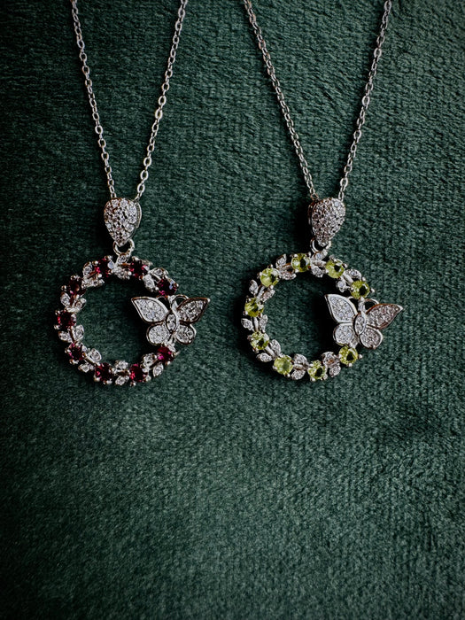 Peridot or Garnet Butterfly Wreath