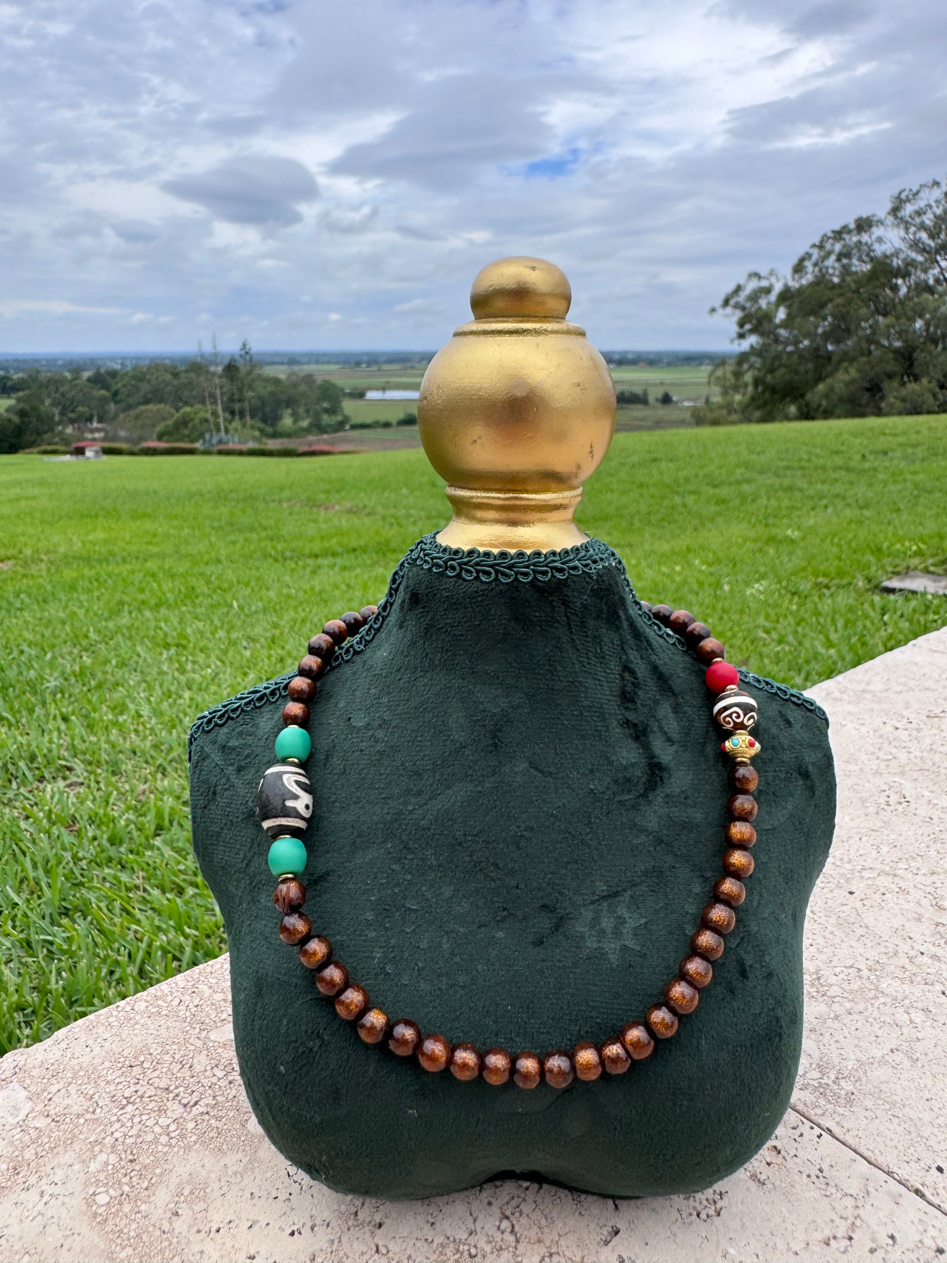 Gold Coral & Tibetan Bead Choker / Bracelet