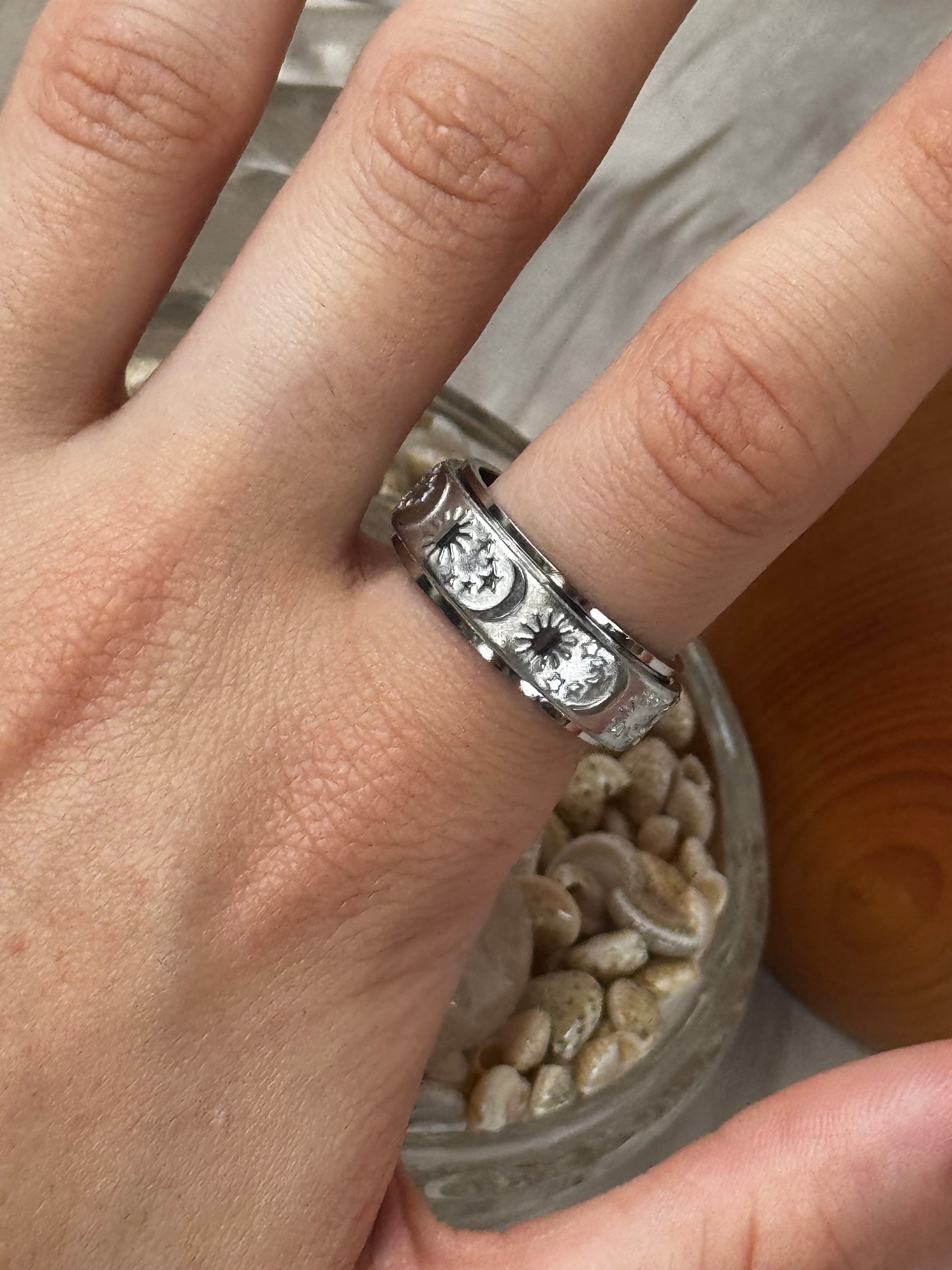 Star Moon Sun Fidget Ring - Gold Silver