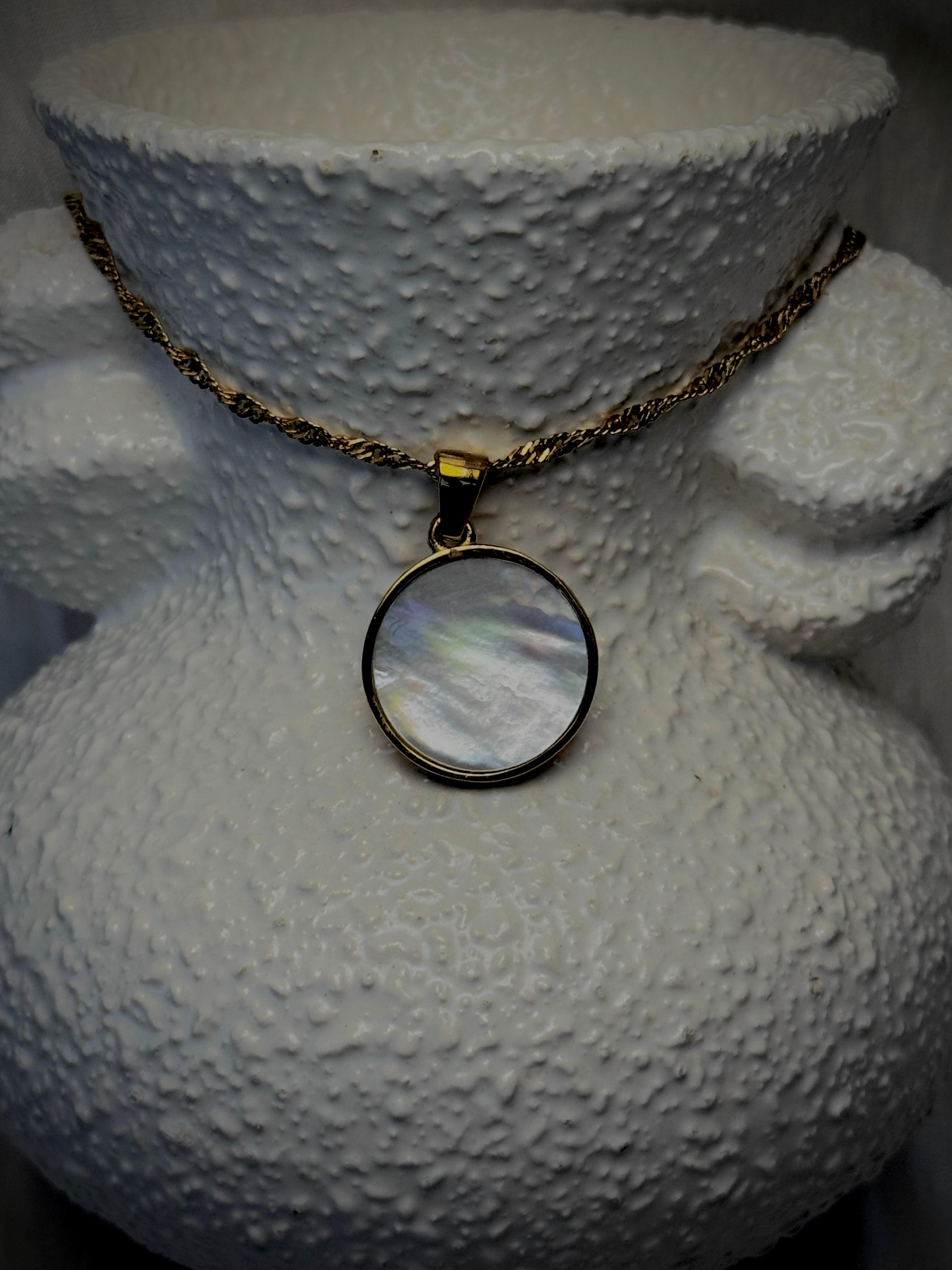 Mother of Pearl Sun, Moon and Stars pendant