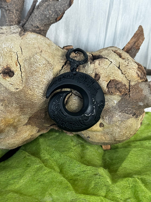 Obsidian Hei Matau Pendant