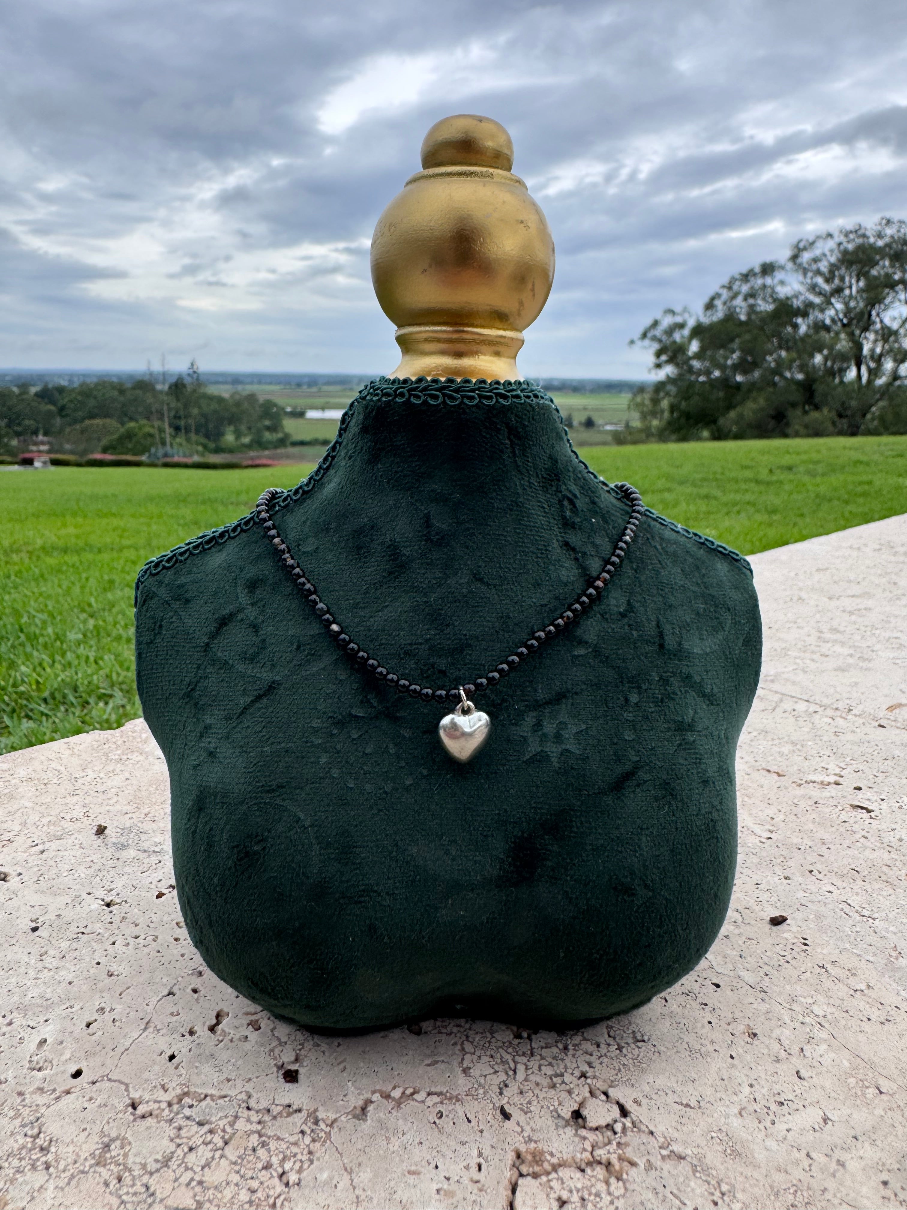 Black Agate Heart Choker