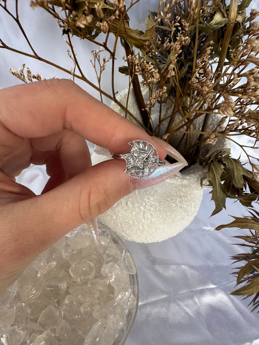 Moon and Star Silver Fidget Ring