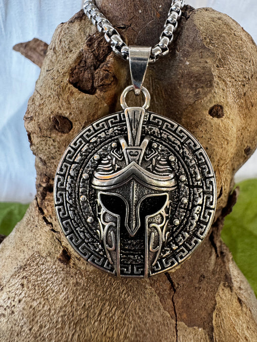 Silver Gladiator Helmet Stainless Steel Pendant