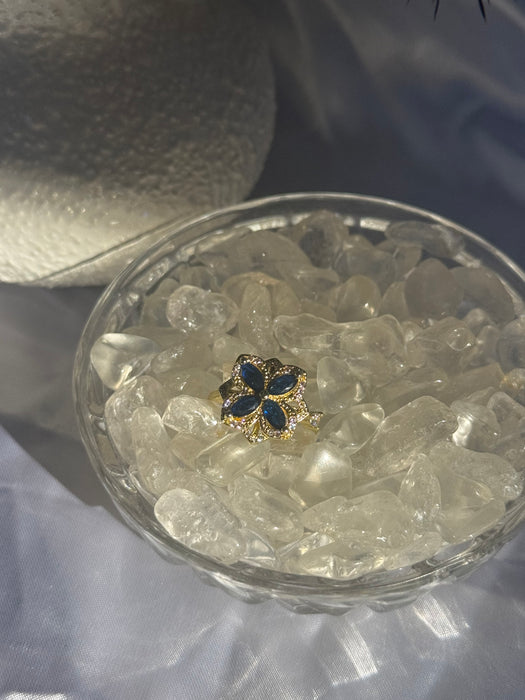 Blue Chevron Silver Fidget Ring