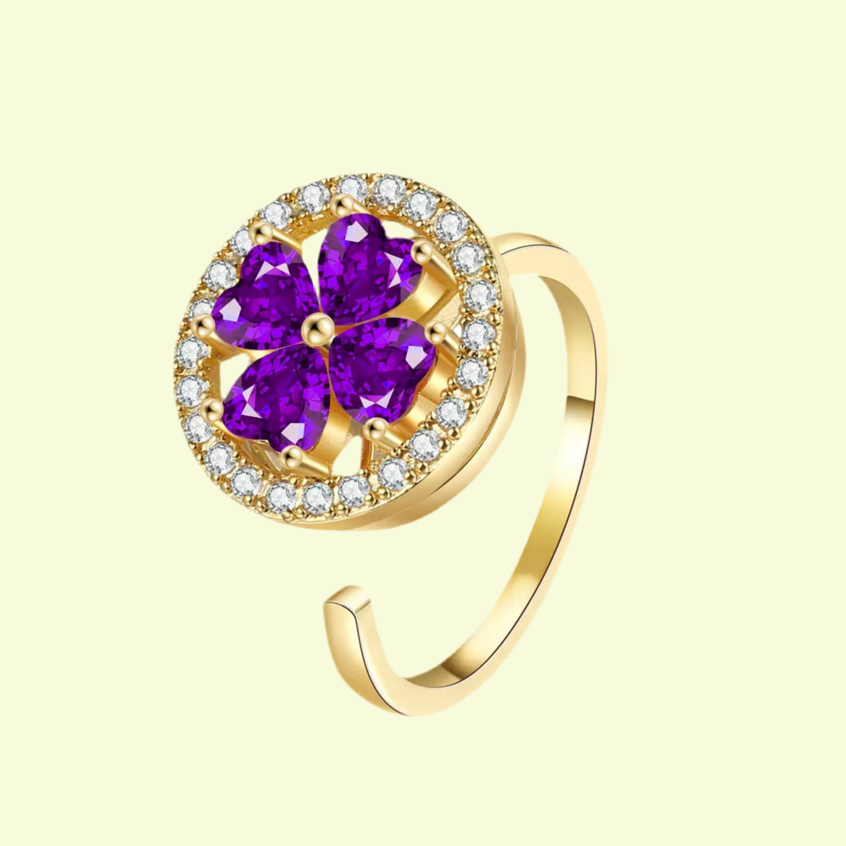 Purple 4 Leaf Clover Fidget Ring