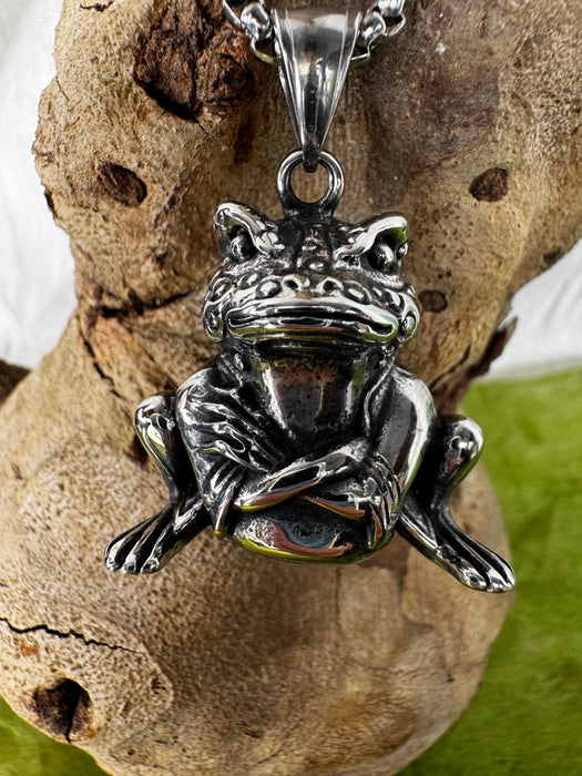 Grumpy Frog Stainless Steel Pendant