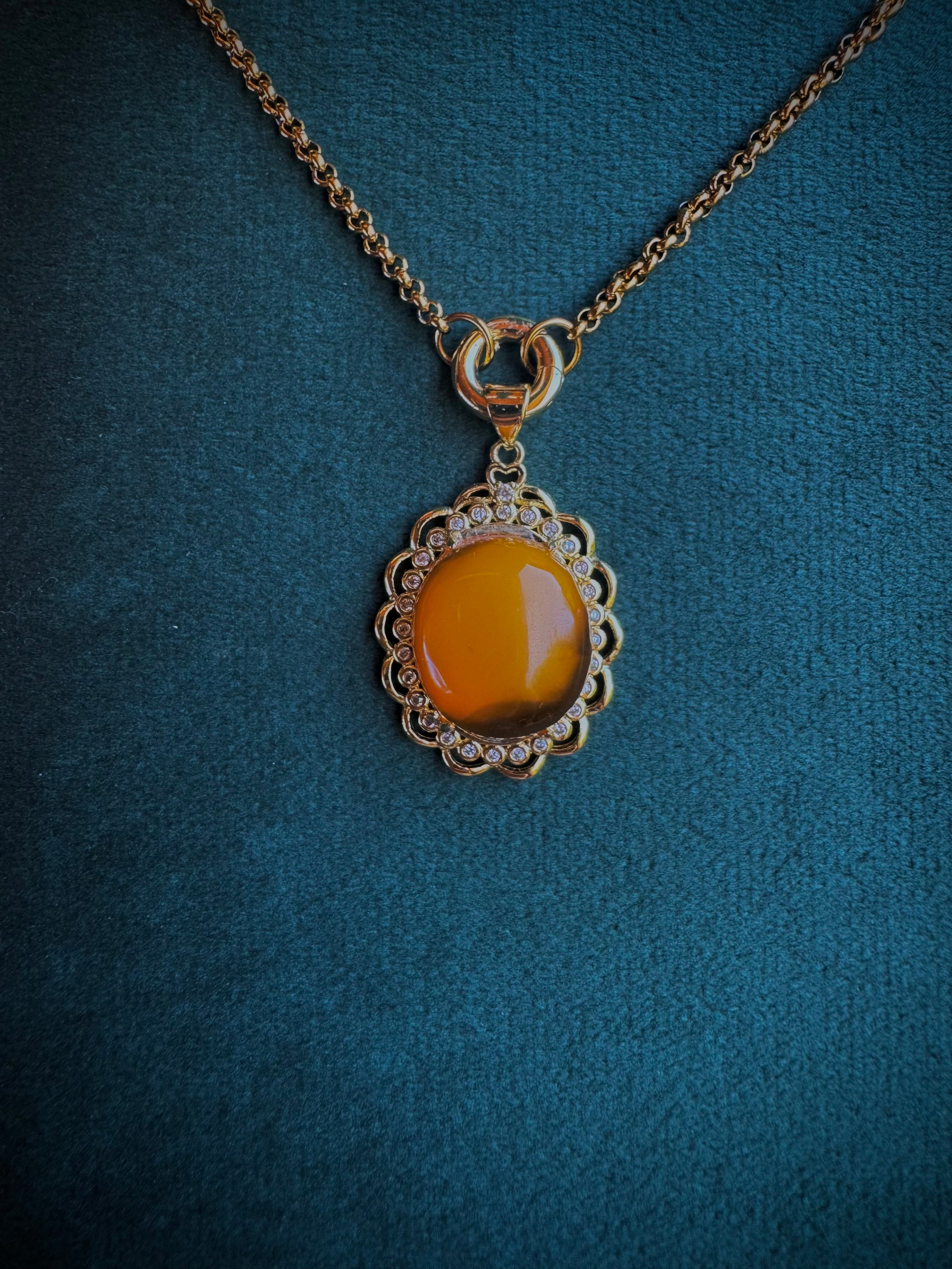 Gold Honey Amber Pendant