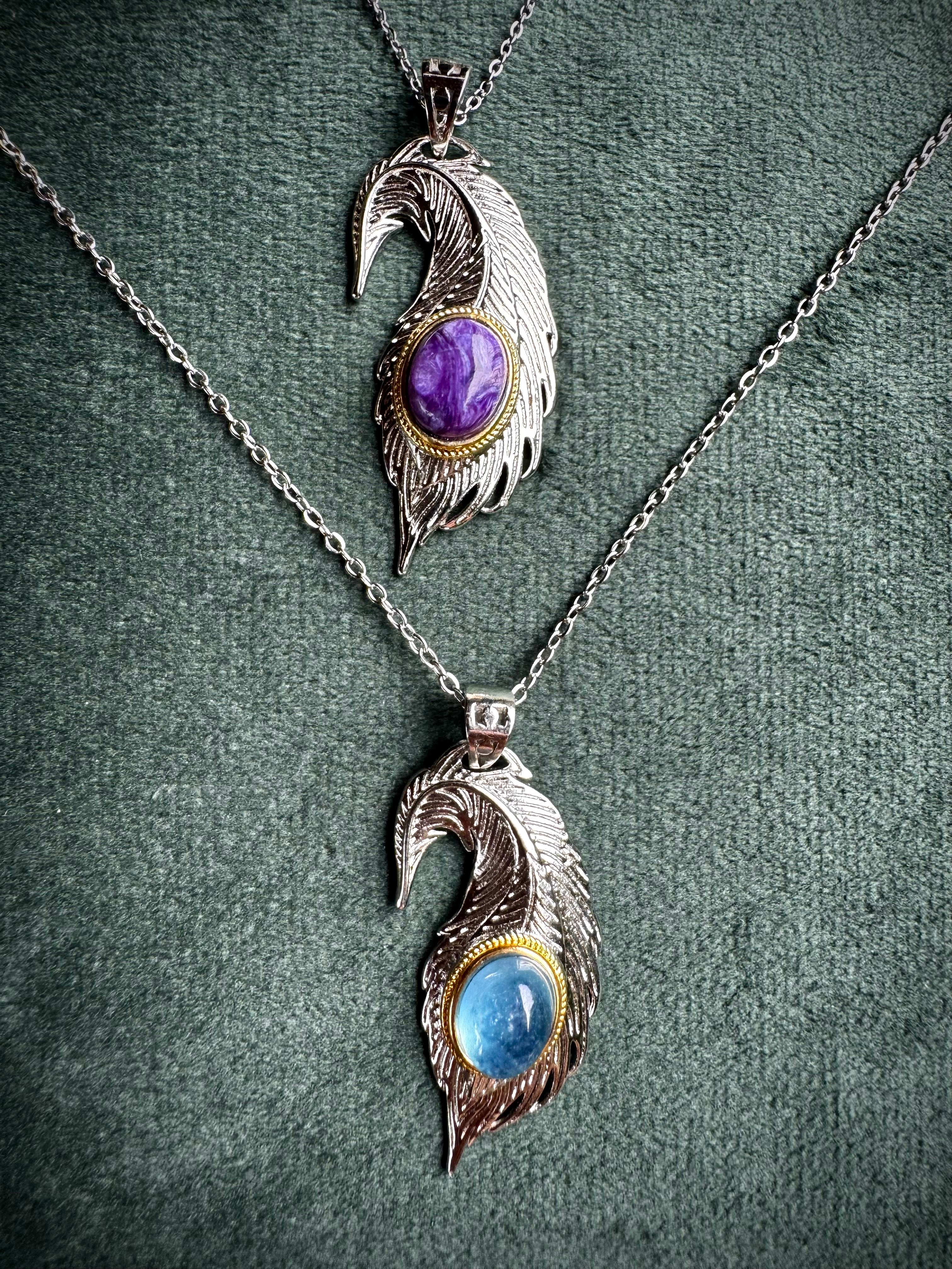 Charorite and Aquamarine Feathers