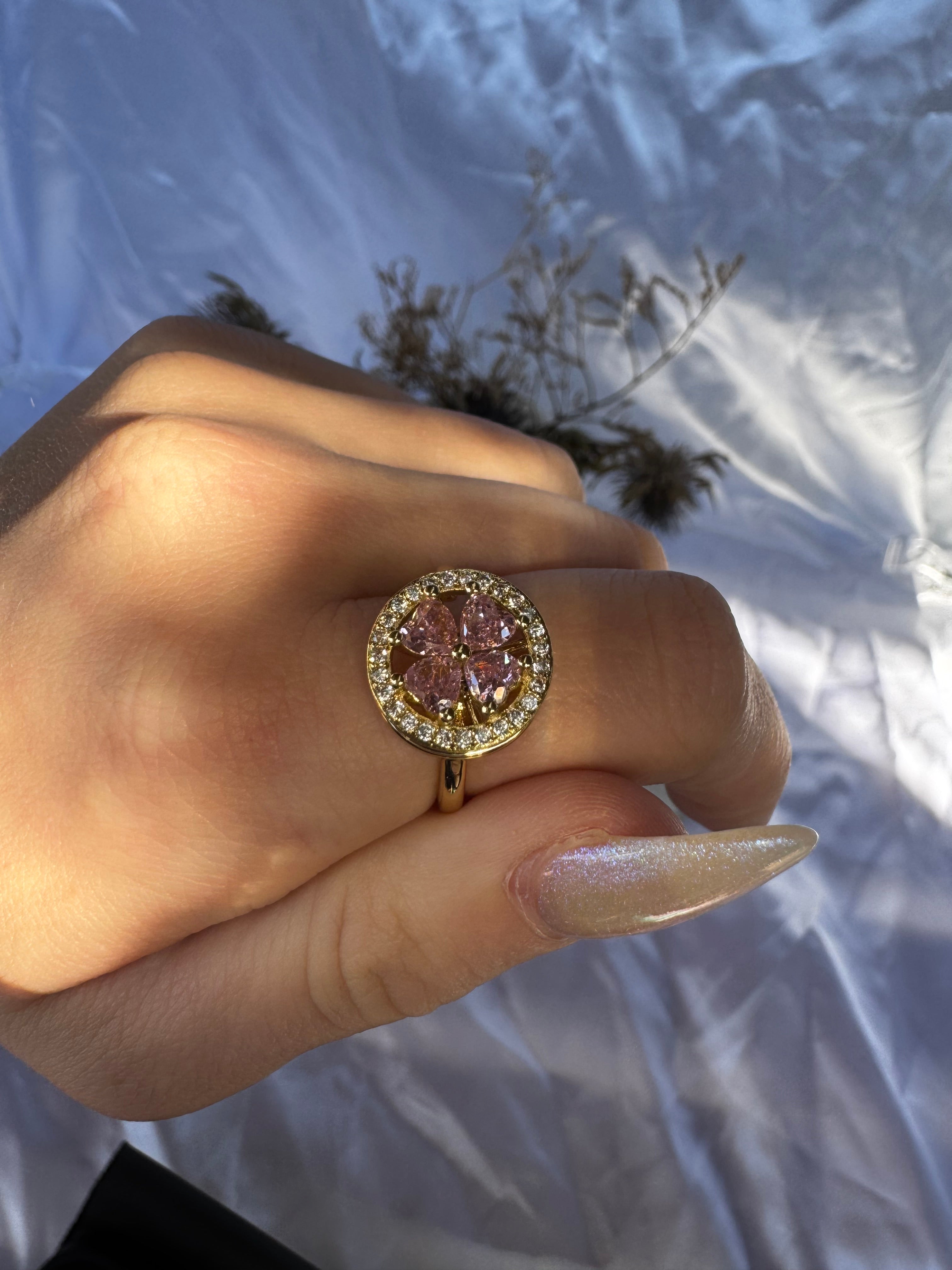 Pink 4 Leaf Clover Fidget Ring