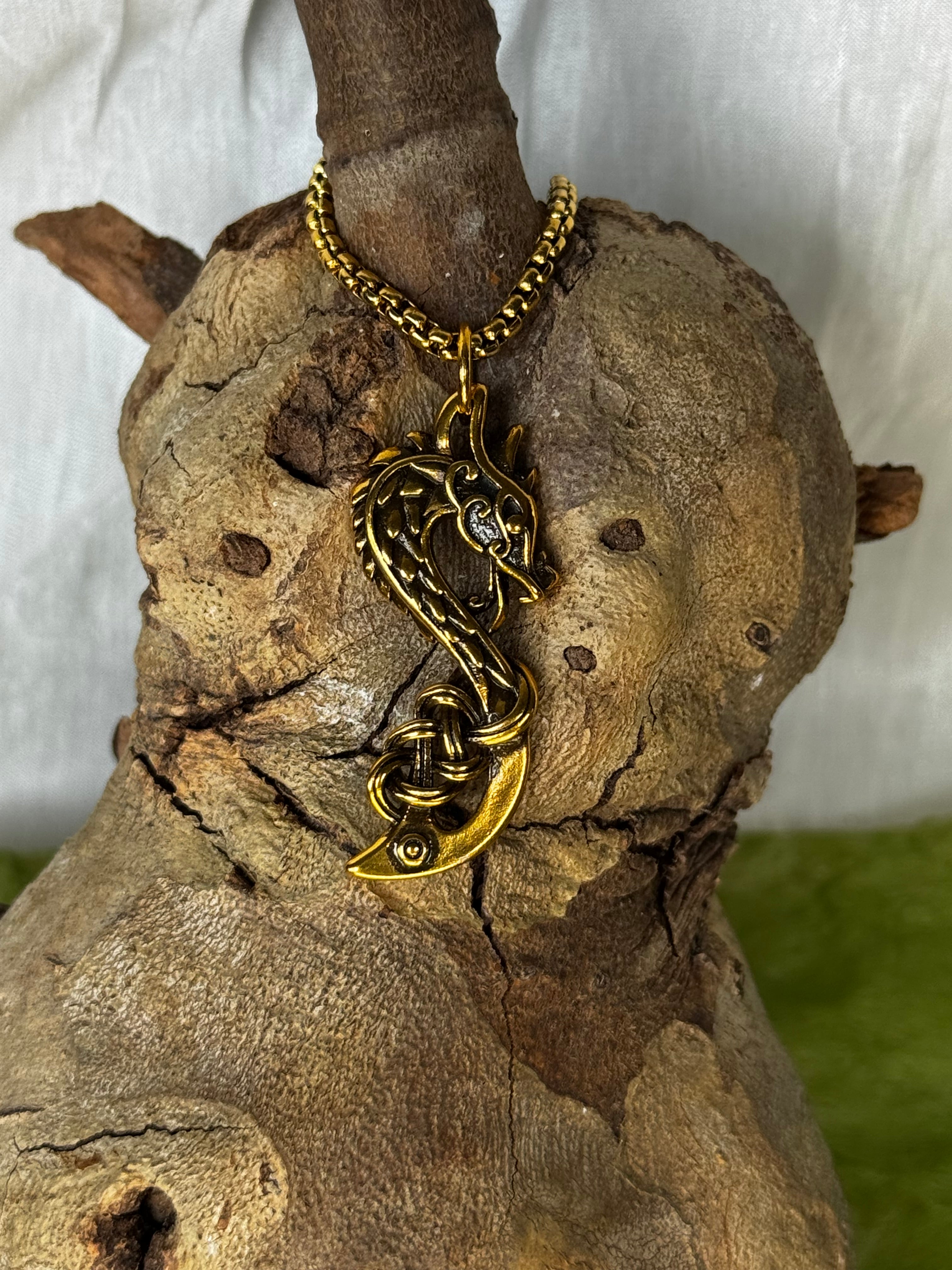 Stainless Steel Gold Dragon Pendant