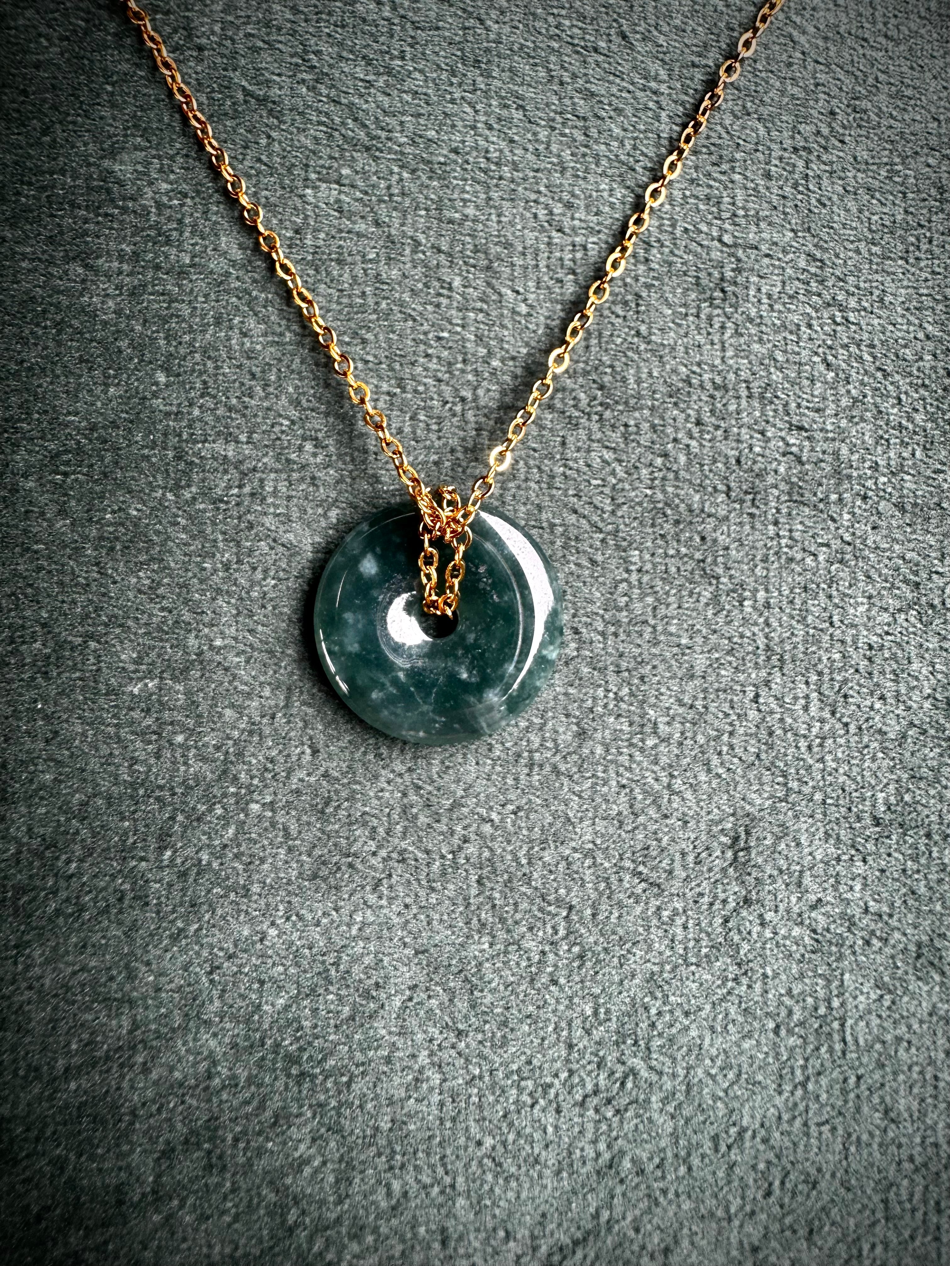 Blue Jade Doughnut Pendant