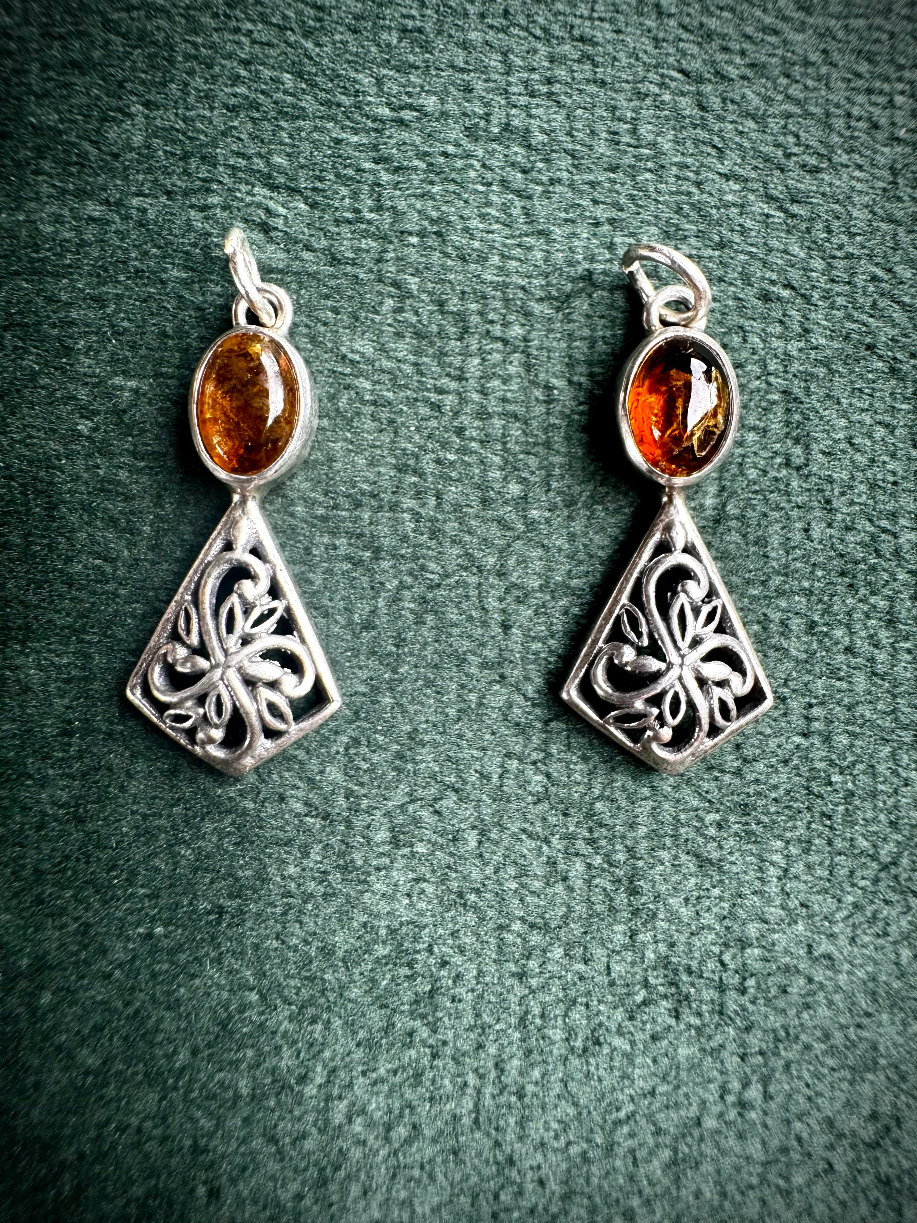 S925 Baltic Amber Filigree