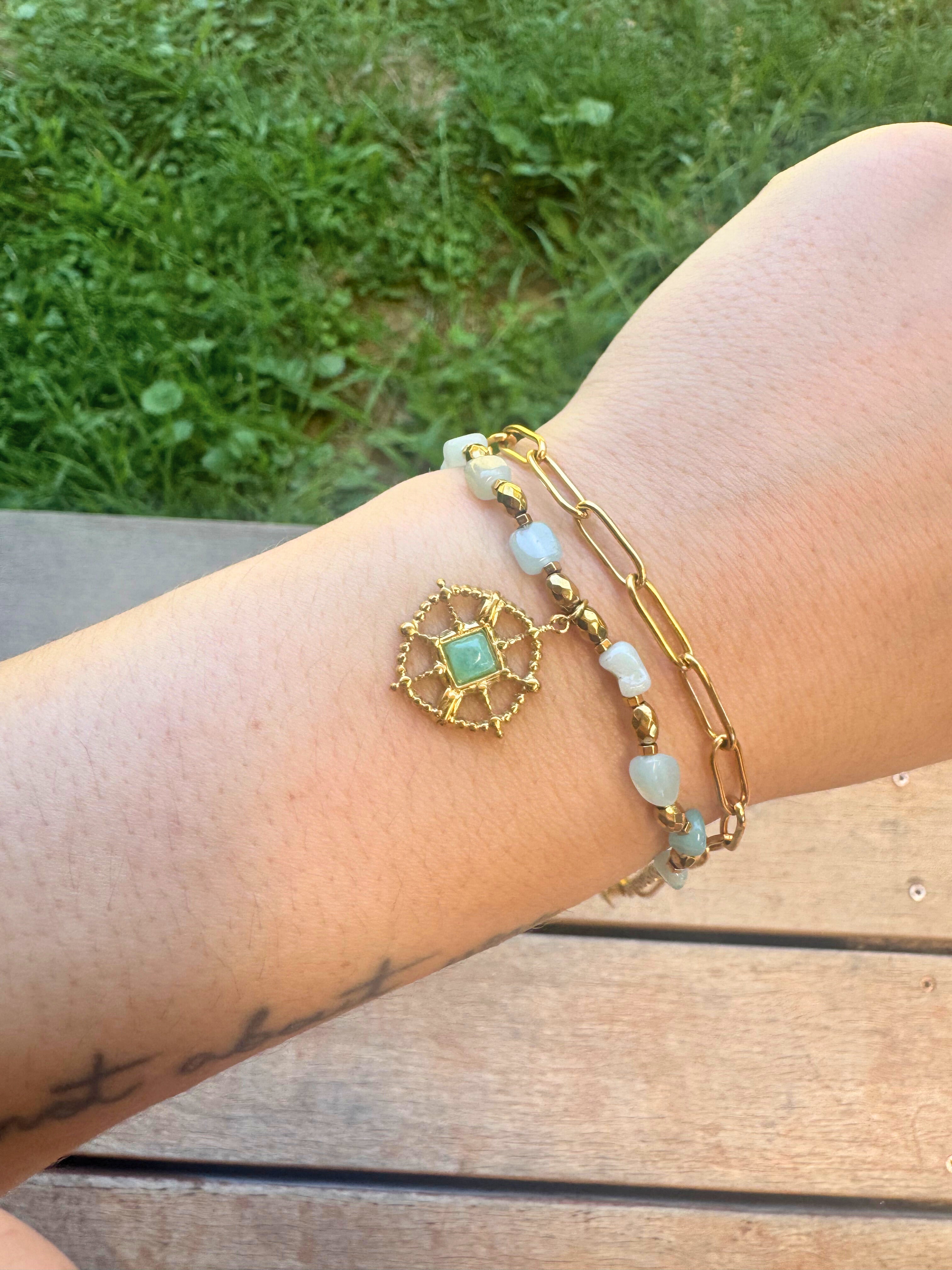 Bohemian style Gold Gemstone bracelet