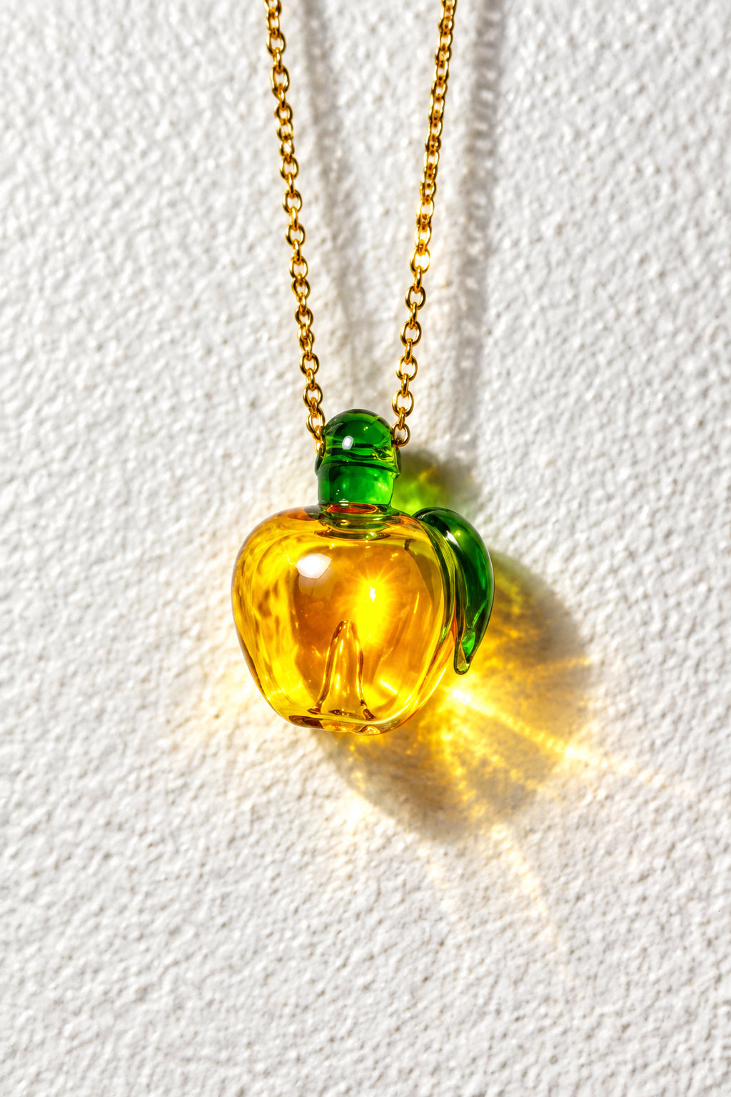 Apple Essential Oil Glass Bottle Gold Chain Necklace