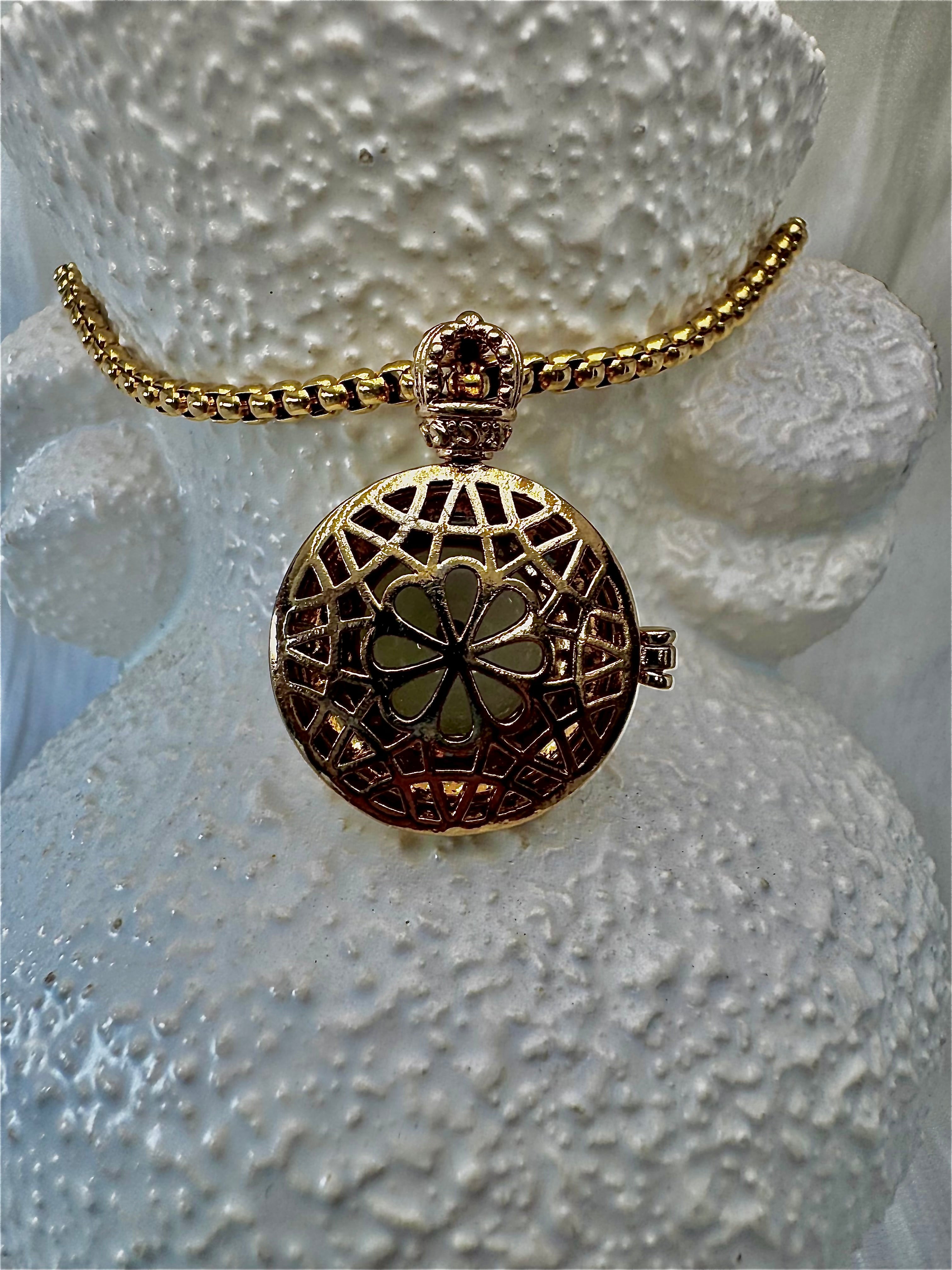 Gold Jade Locket Necklace