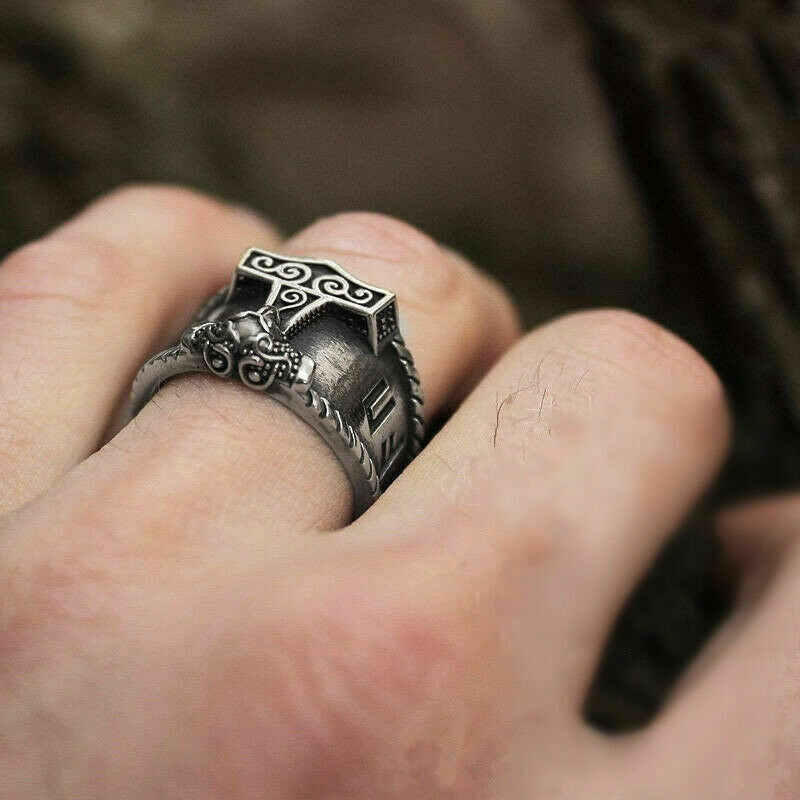 oxidised silver thor ring