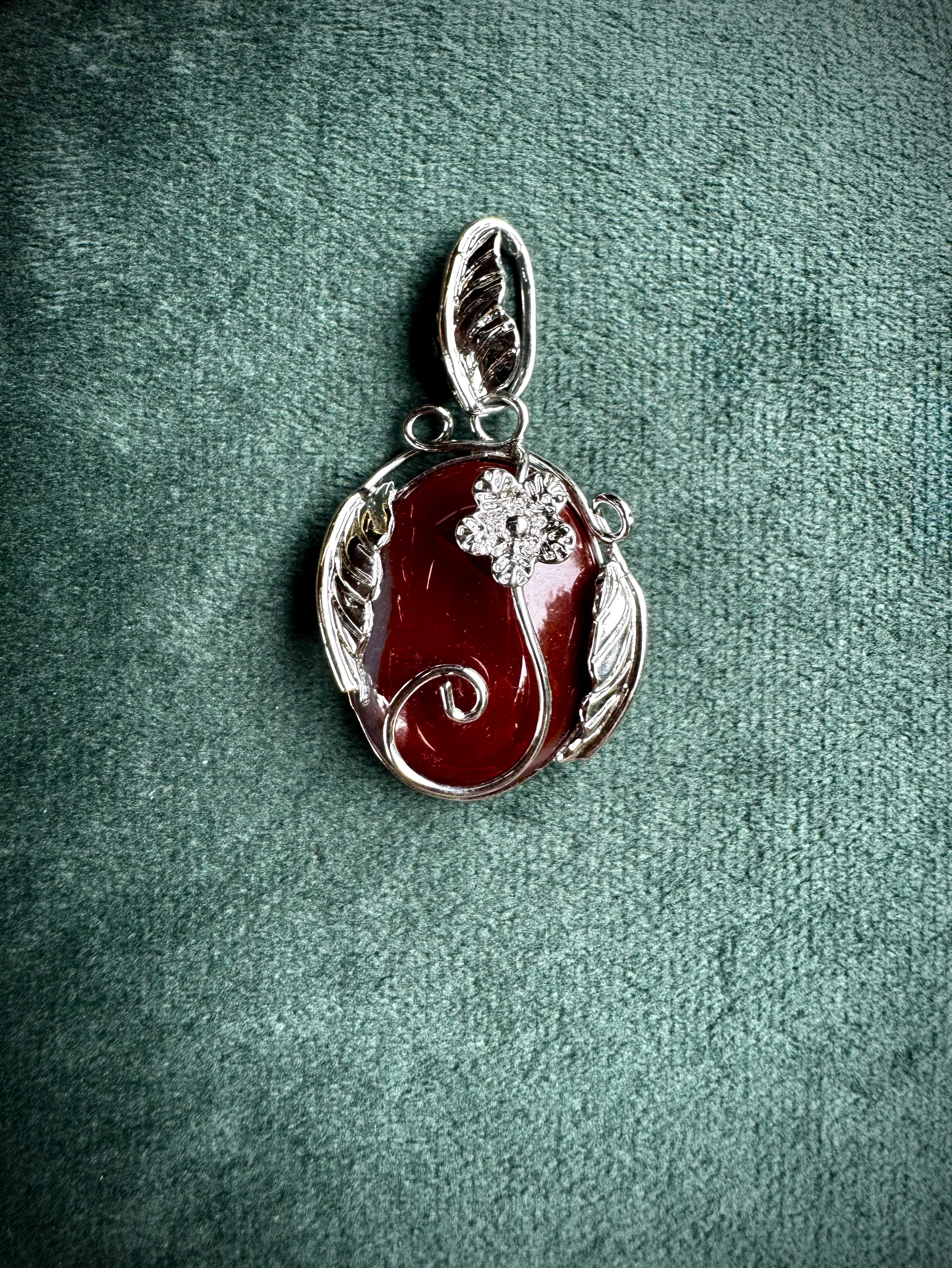 Carnelian Floral Pendant