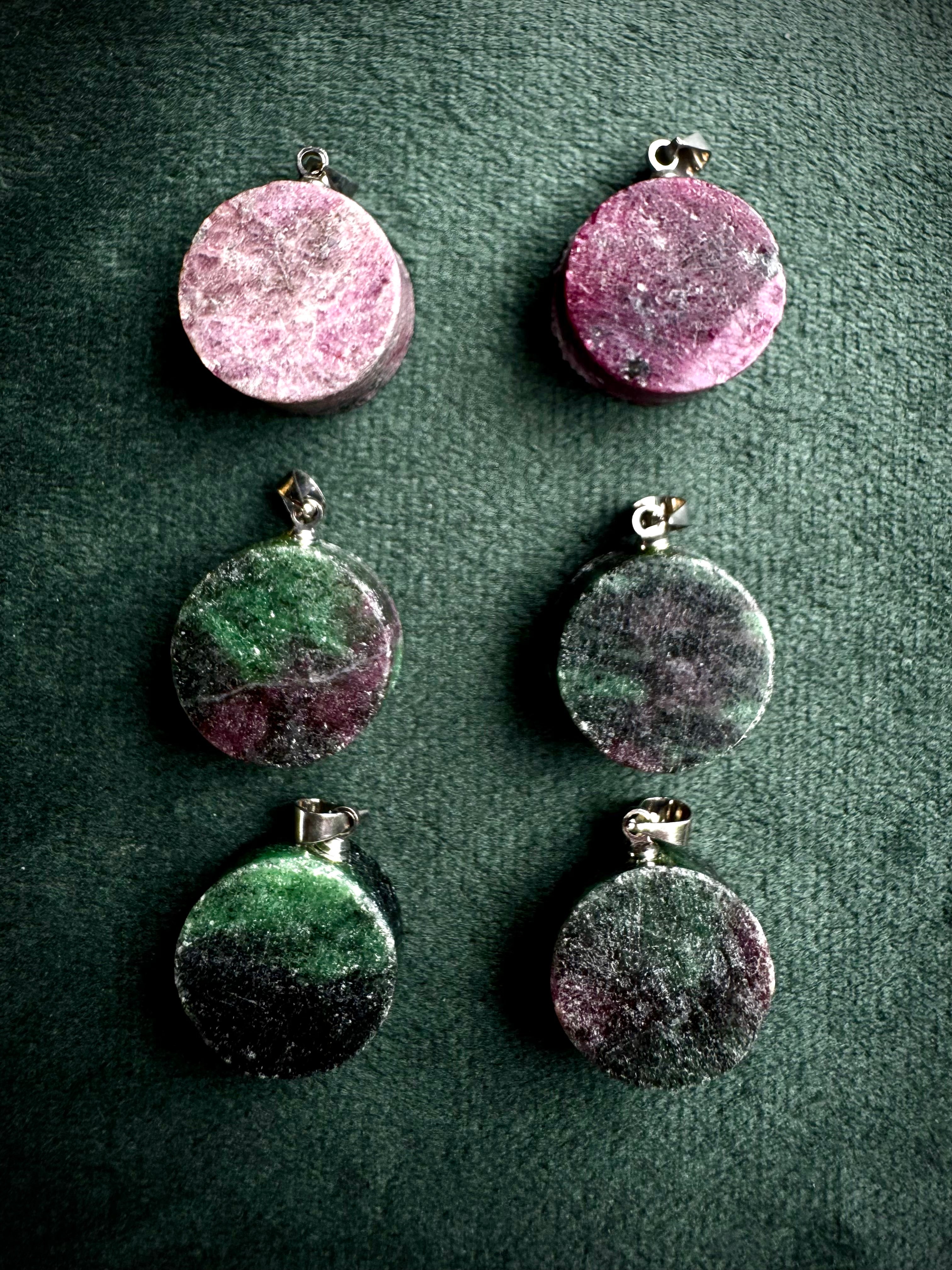 Raw Ruby and Zoisite Pendant