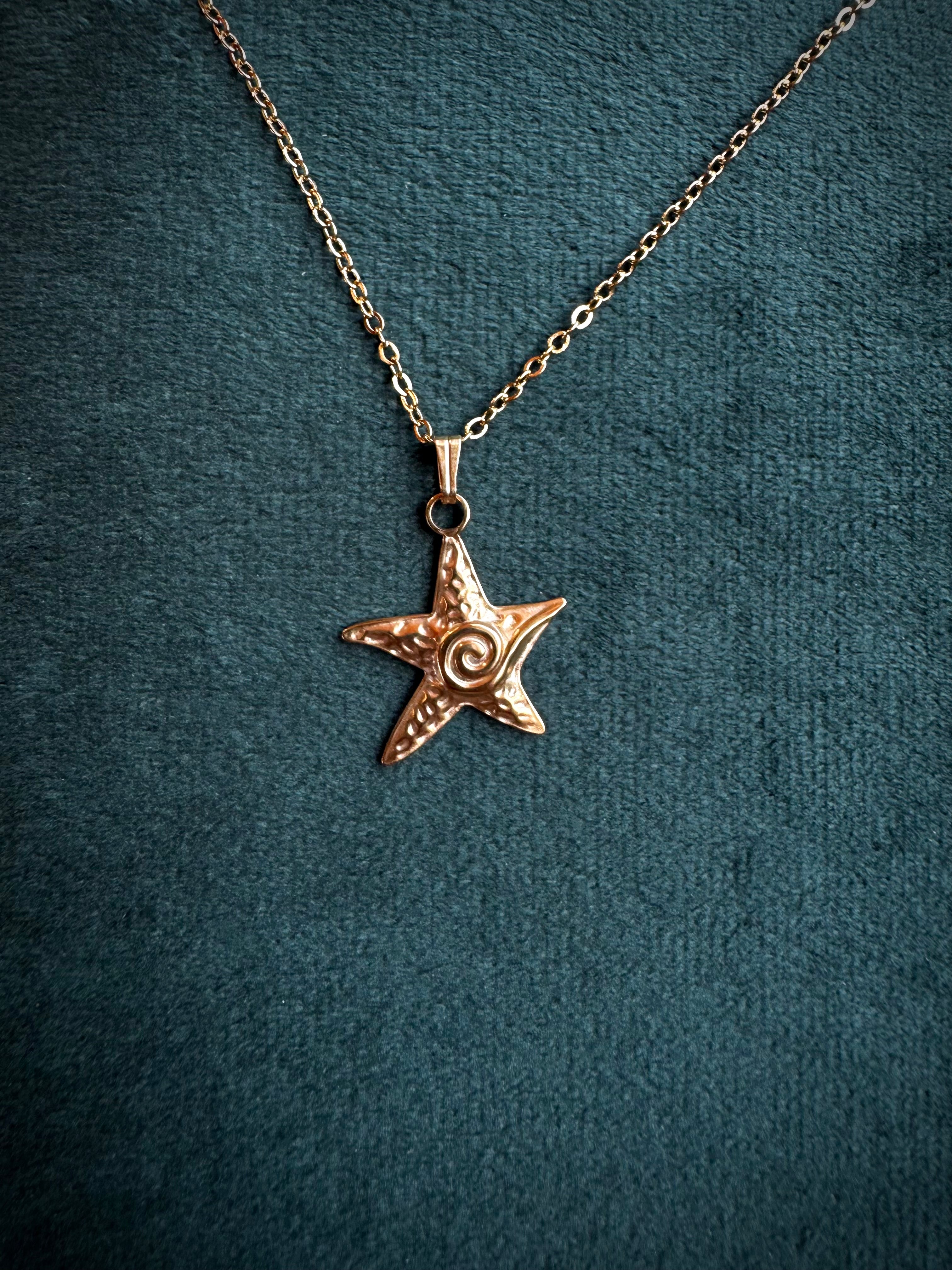 Gold or Silver Starfish with Wave