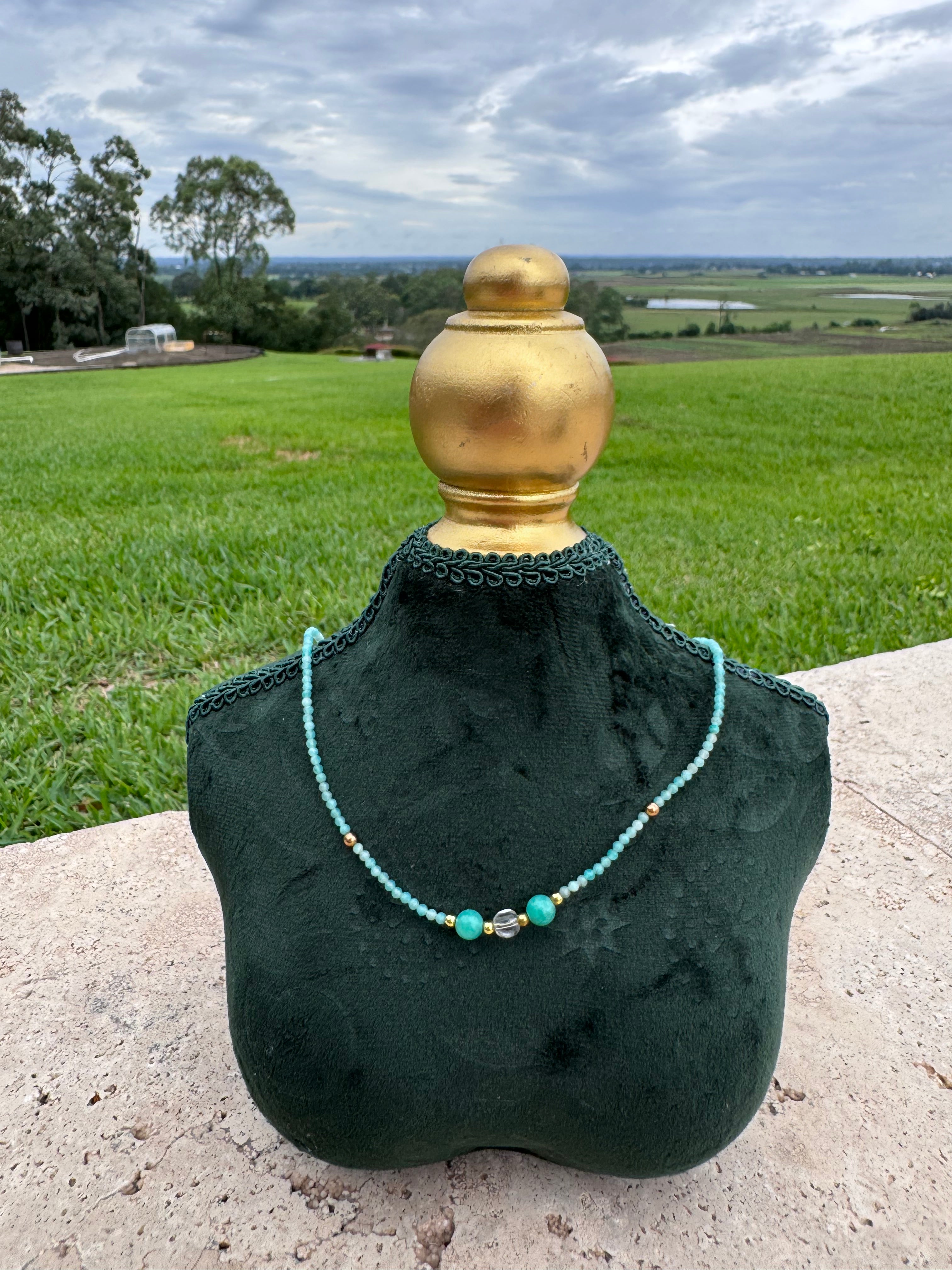 Amazonite & Clear Quartz Necklace