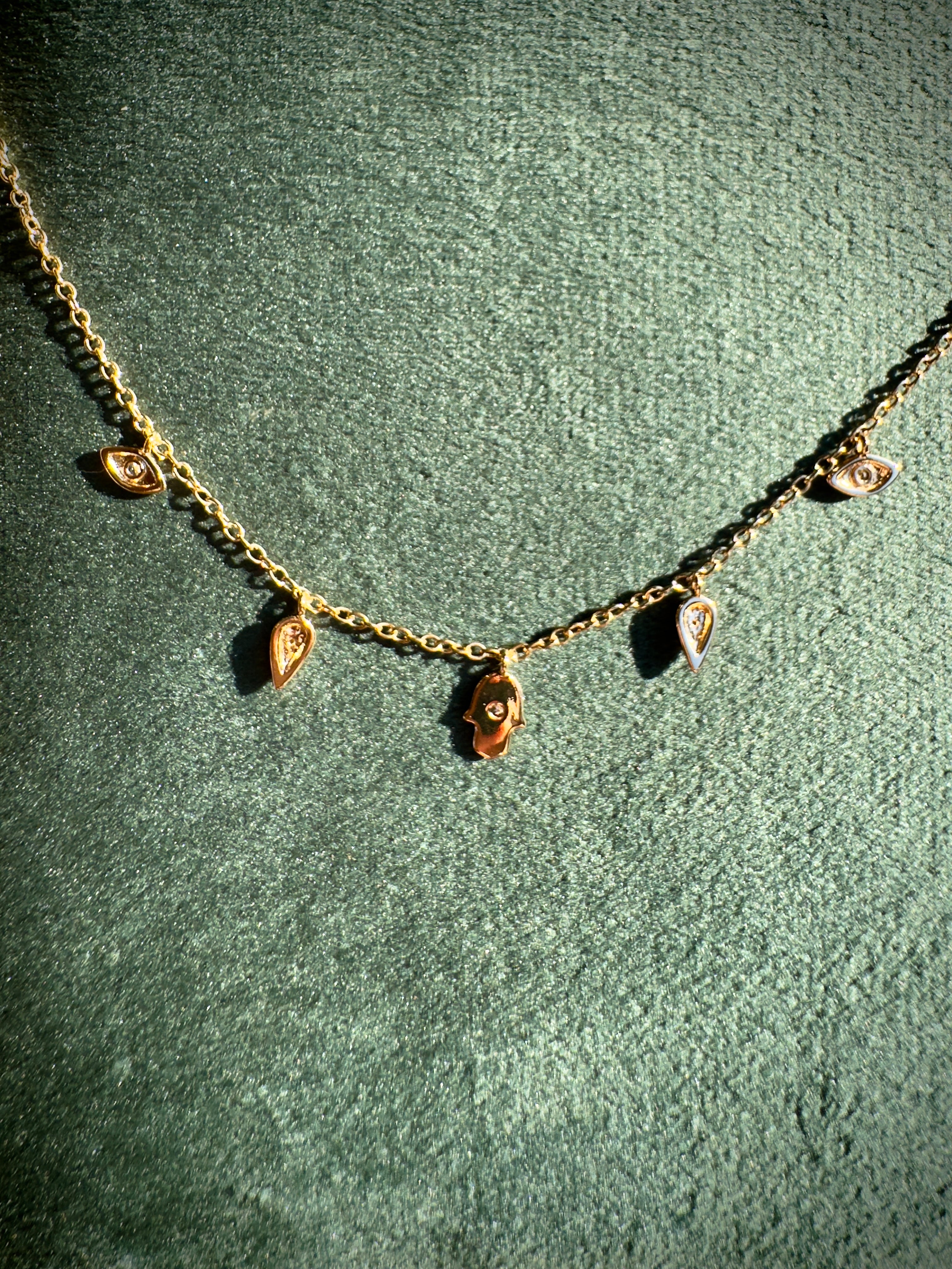 Hamsa & Evil Eye Charm Necklace