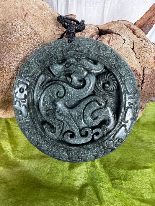 Serpentine Dragon Medallion Pendant