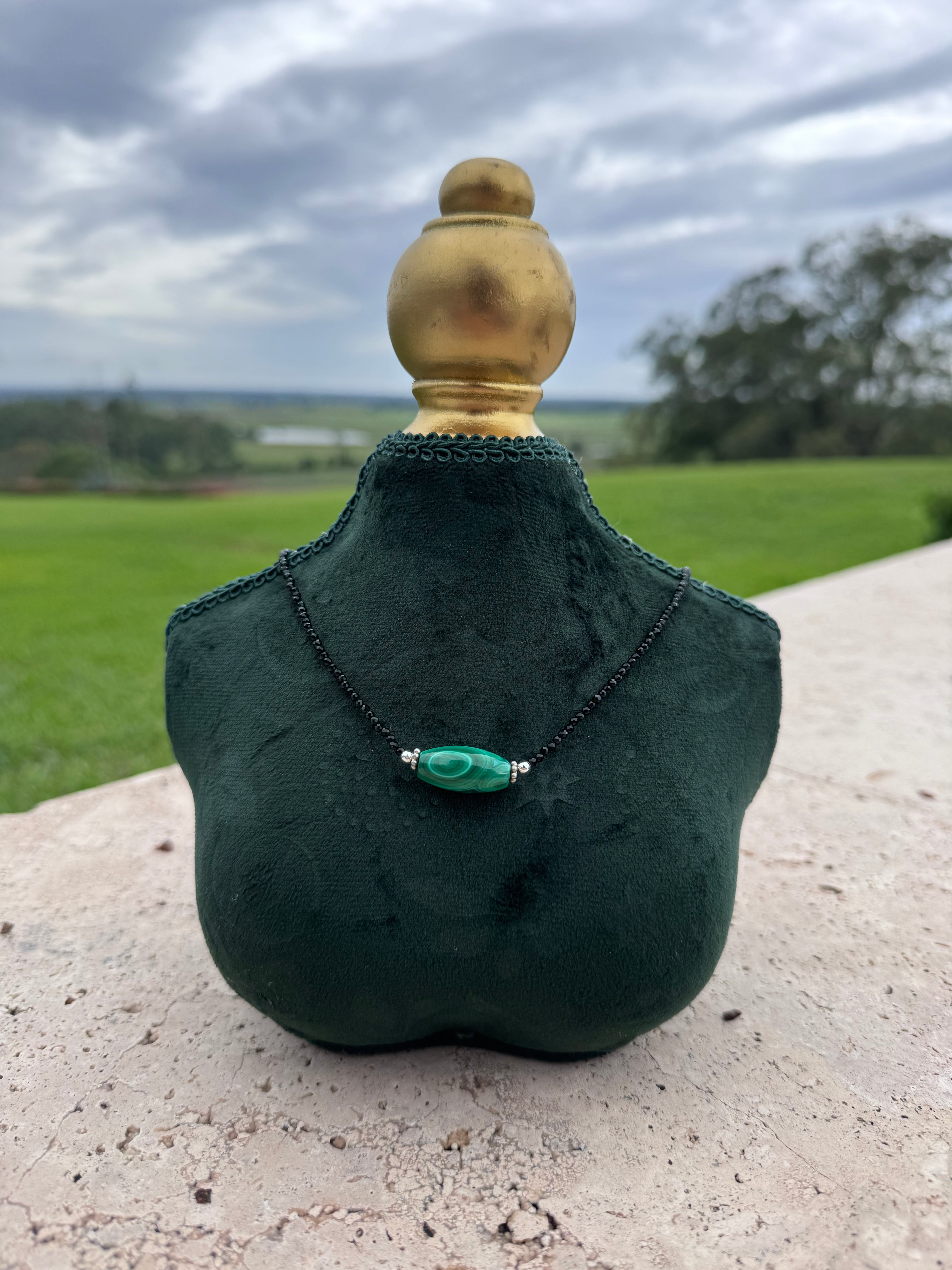 Malachite, Obsidian Necklace