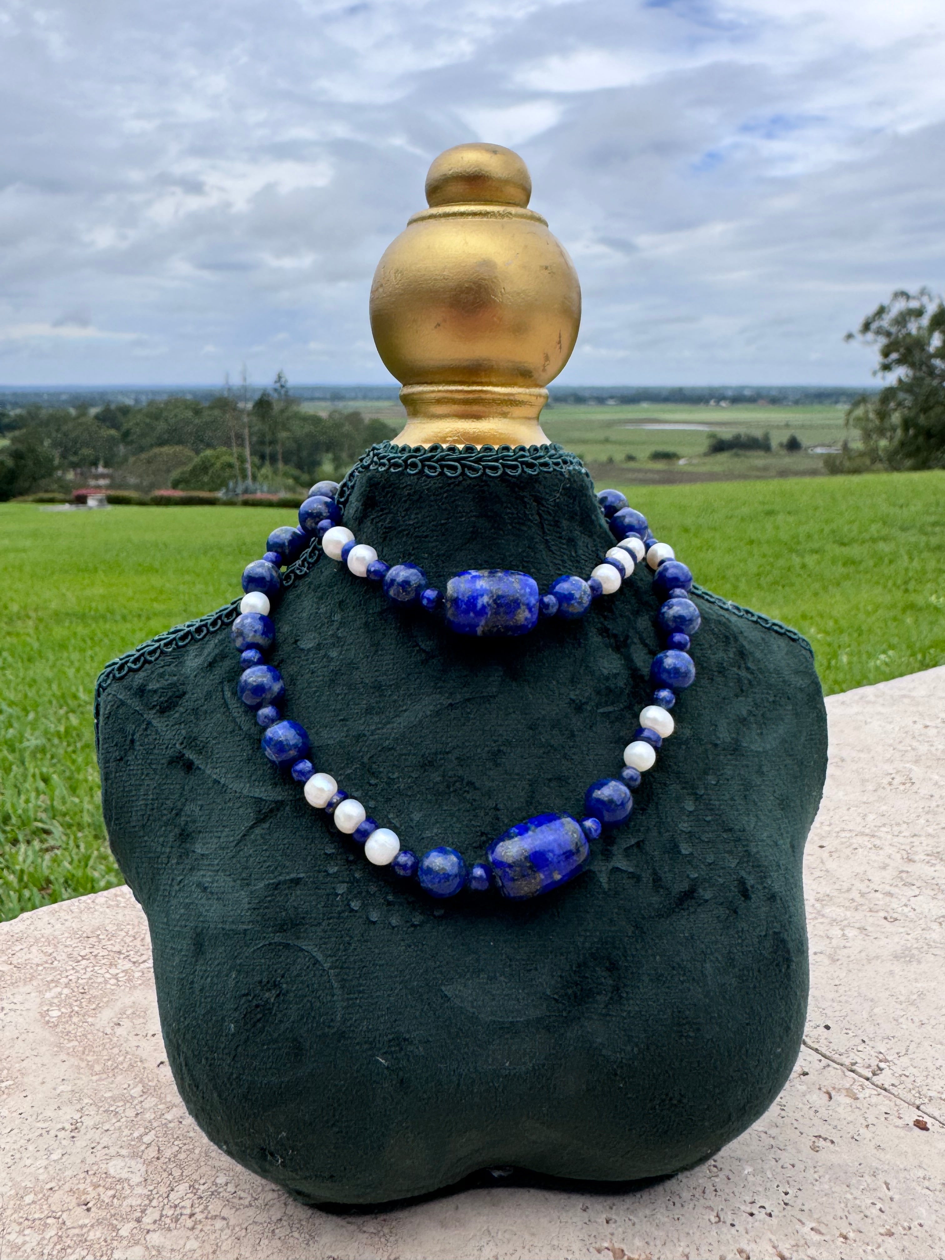 Lapis and Pearl Necklace
