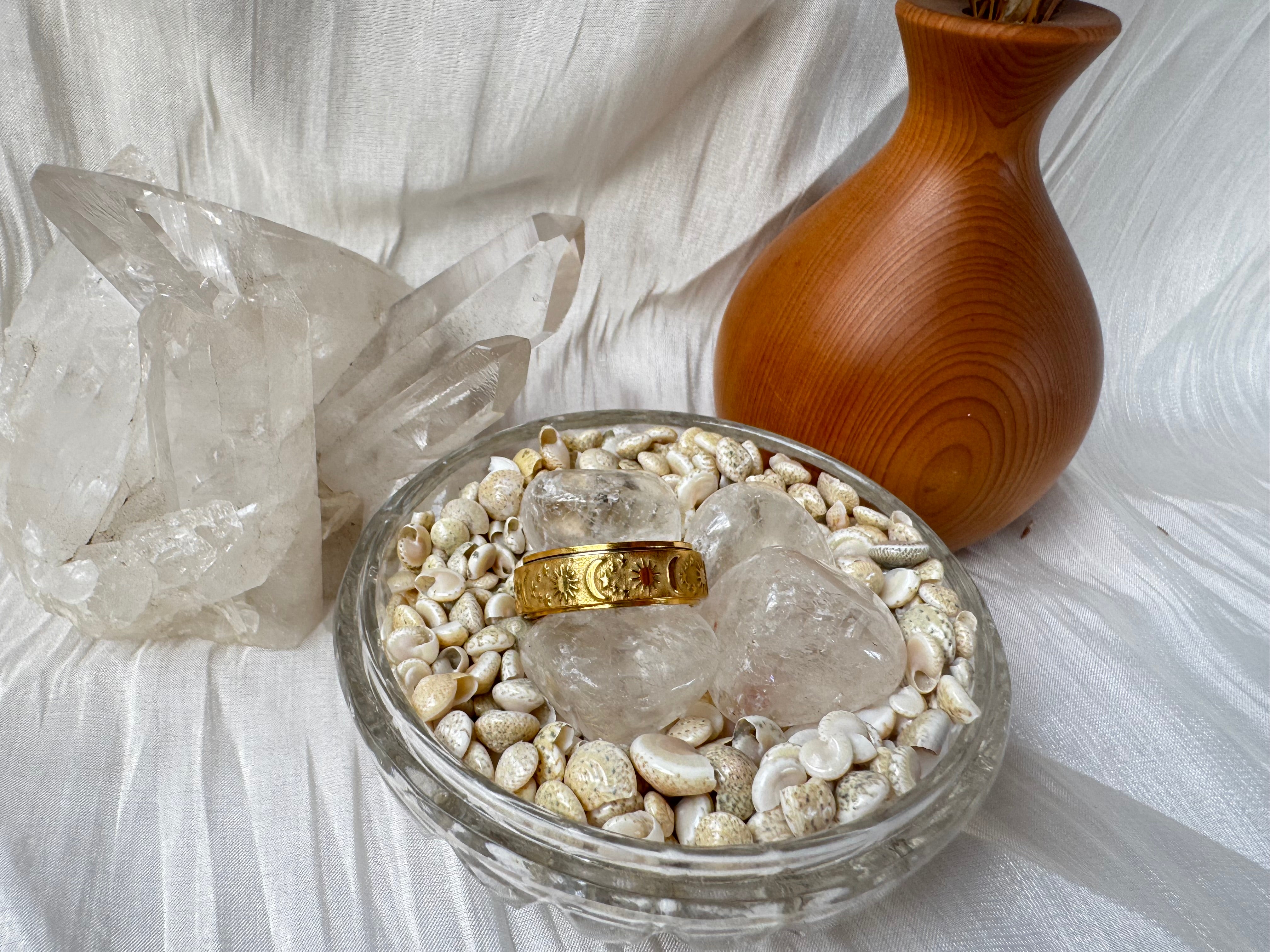Star Moon Sun Fidget Ring - Gold Silver