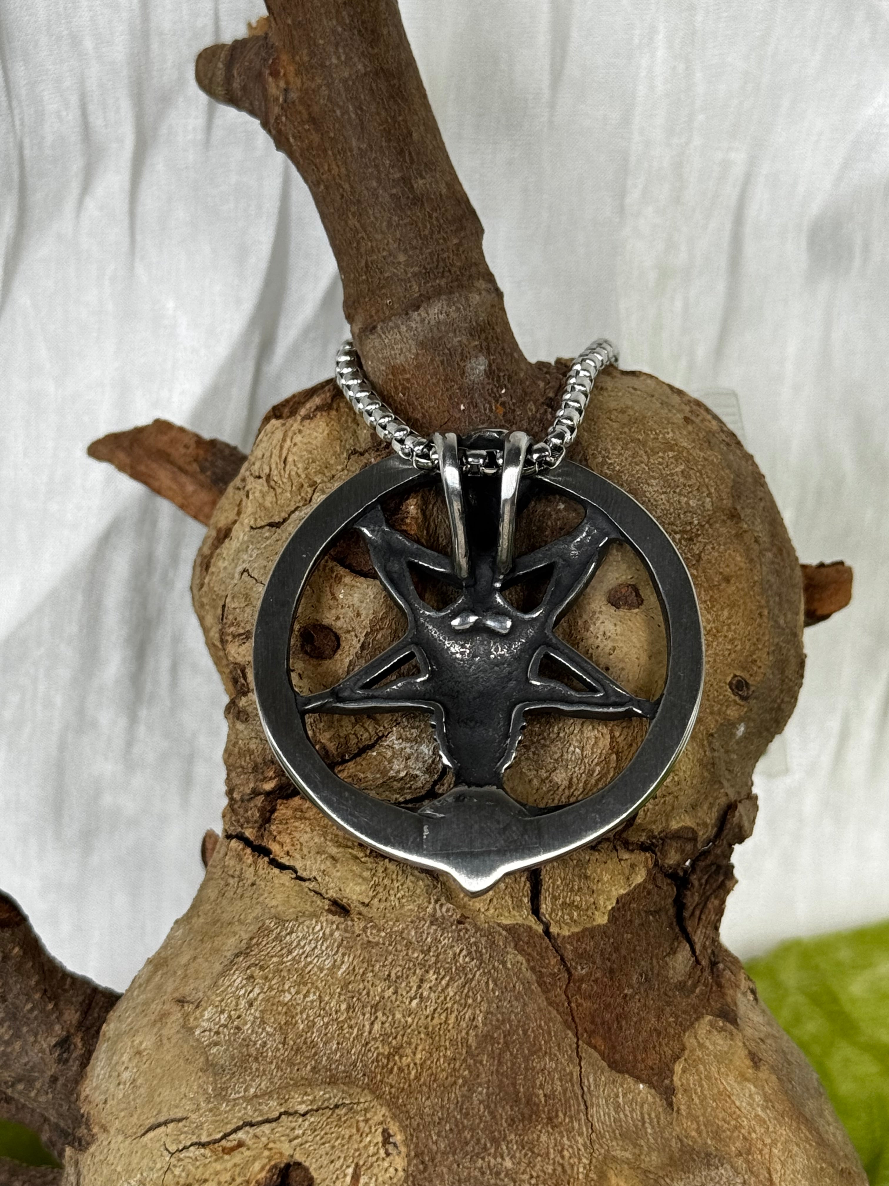 Silver Goat Pentagram Stainless Steel Pendant