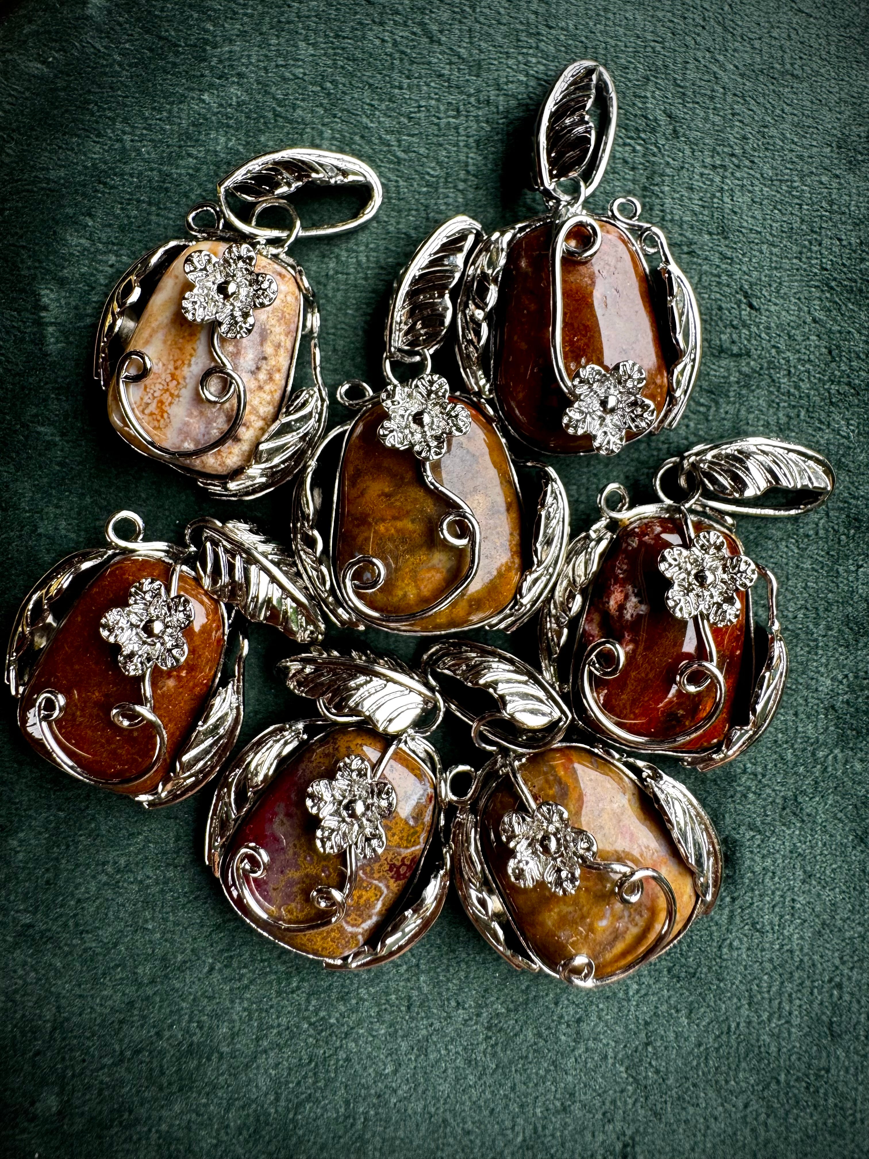 Ocean Jasper Floral Pendant