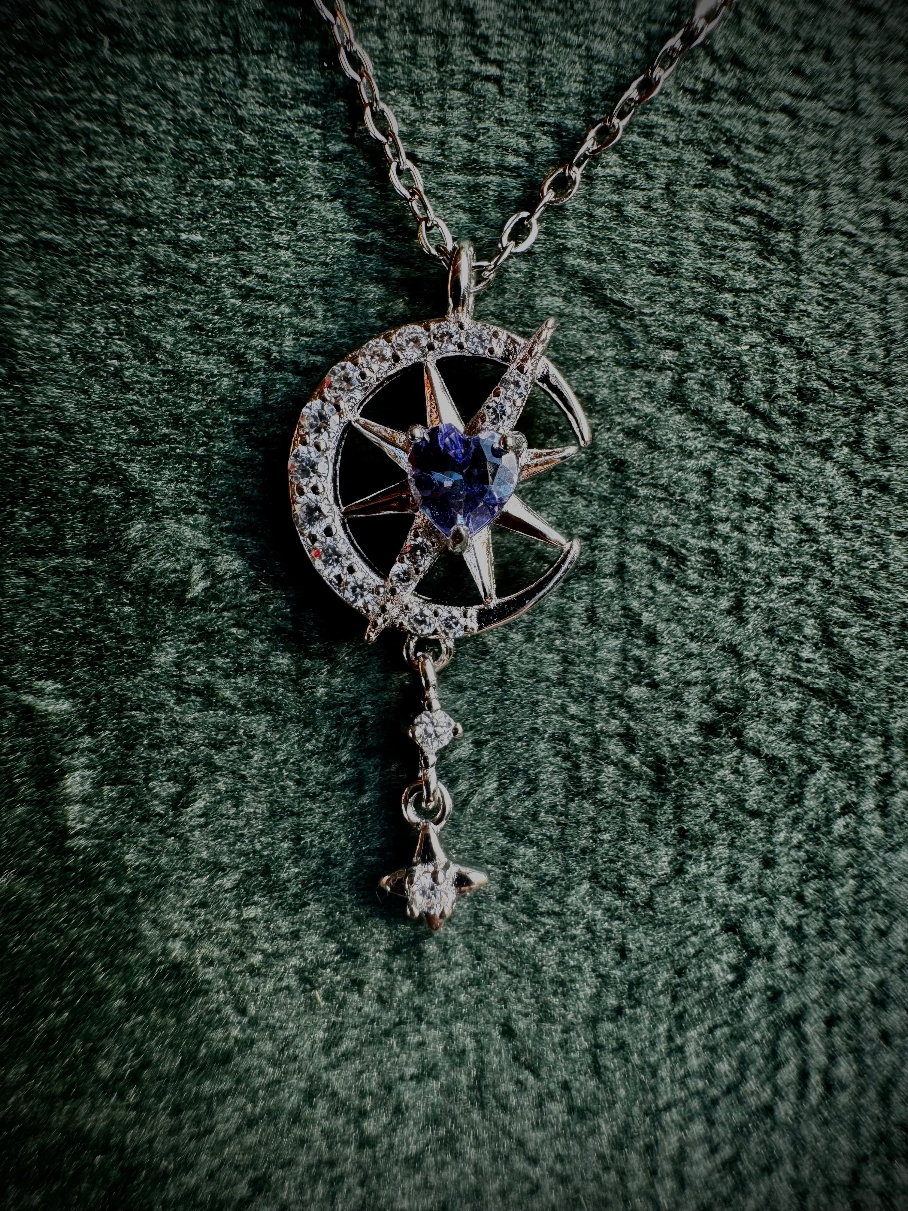 Tanzanite Moon and Star Necklace S925