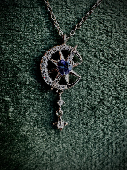 Tanzanite Moon and Star Necklace S925