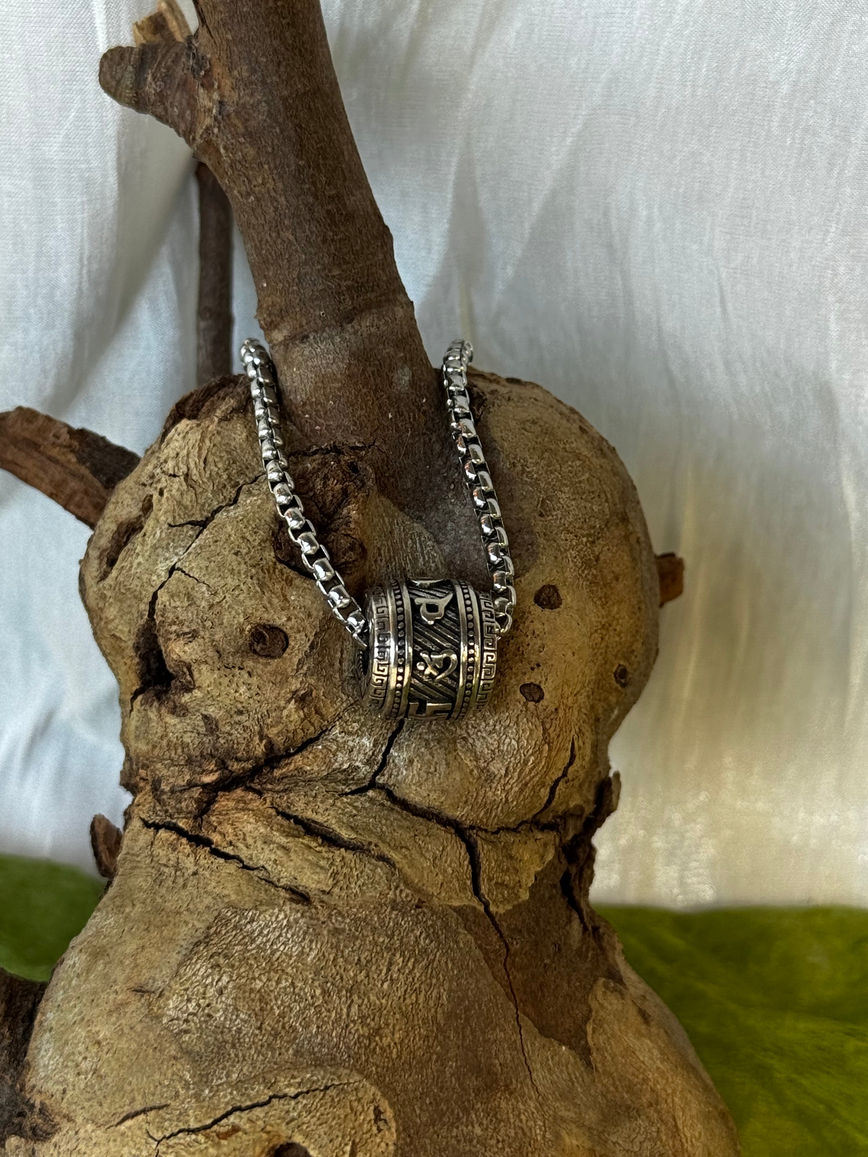 Tibetan Prayer Wheel Fidget Necklace.