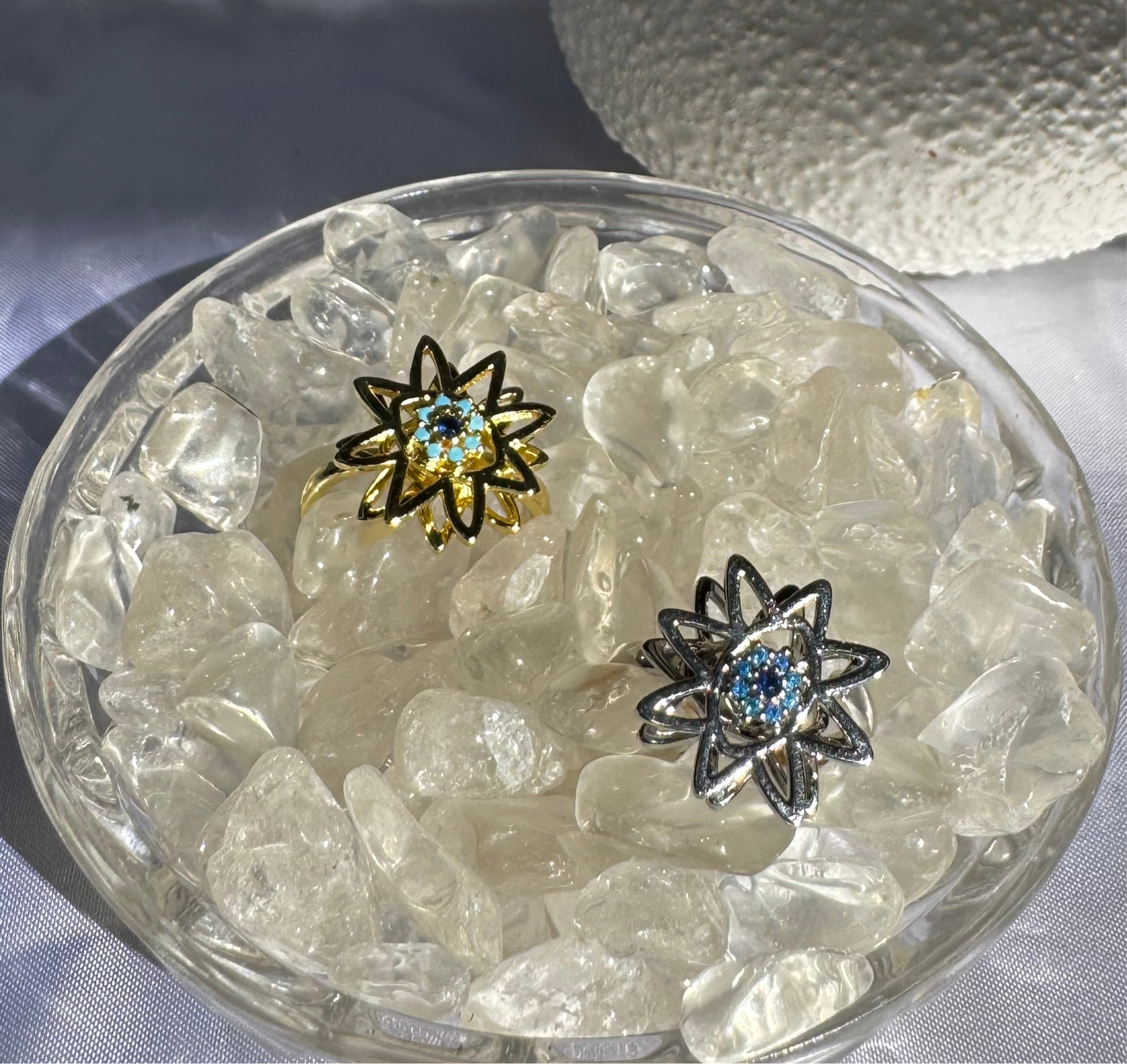 Gold and Silver Evil Eye Star Fidget Ring