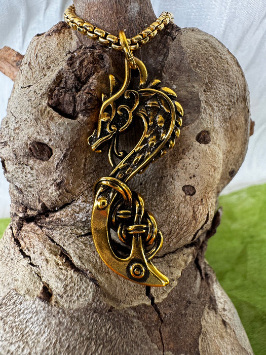 Stainless Steel Gold Dragon Pendant
