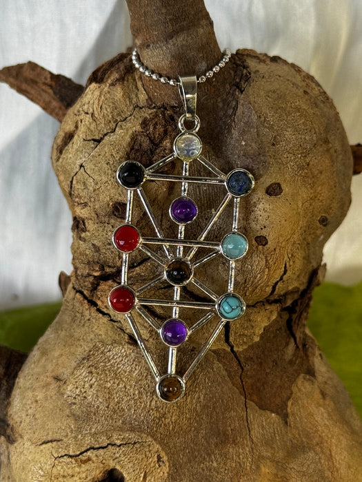 Tree of Life Symbol with natural gem stones Pendant